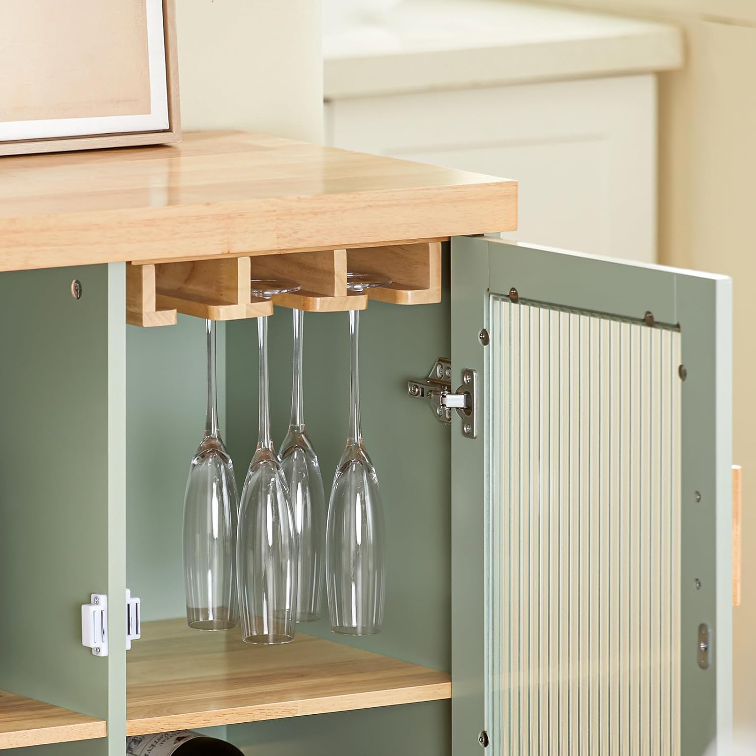 SoBuy FKW114-GR Zielona Szafka Kuchenna Kredens Kuchni Wózek kuchenny na Kółkach Jadalni 109 x 40 x 92cm