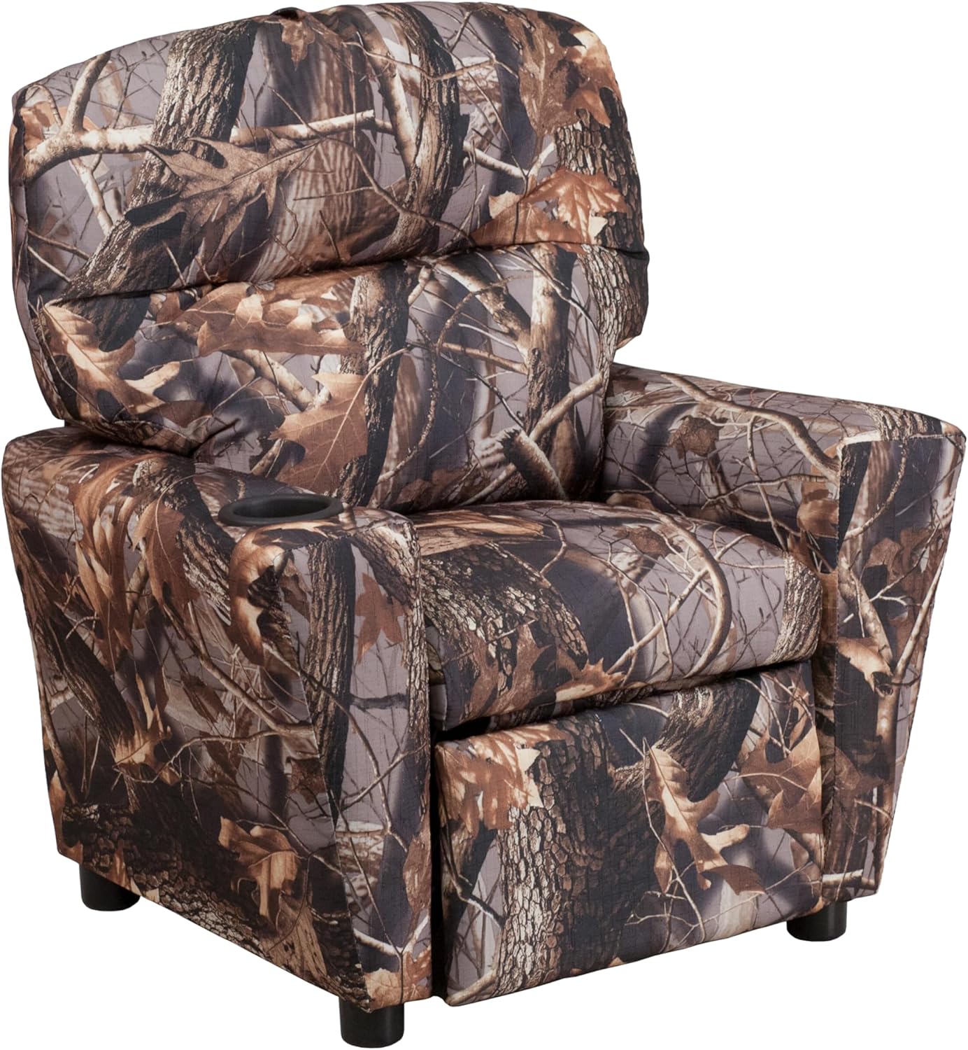 Flash Furniture Współczesny leżak dziecięcy z uchwytem na kubki, drewno, beżowy winyl, 66,04 x 53,34 x 53,34 cm