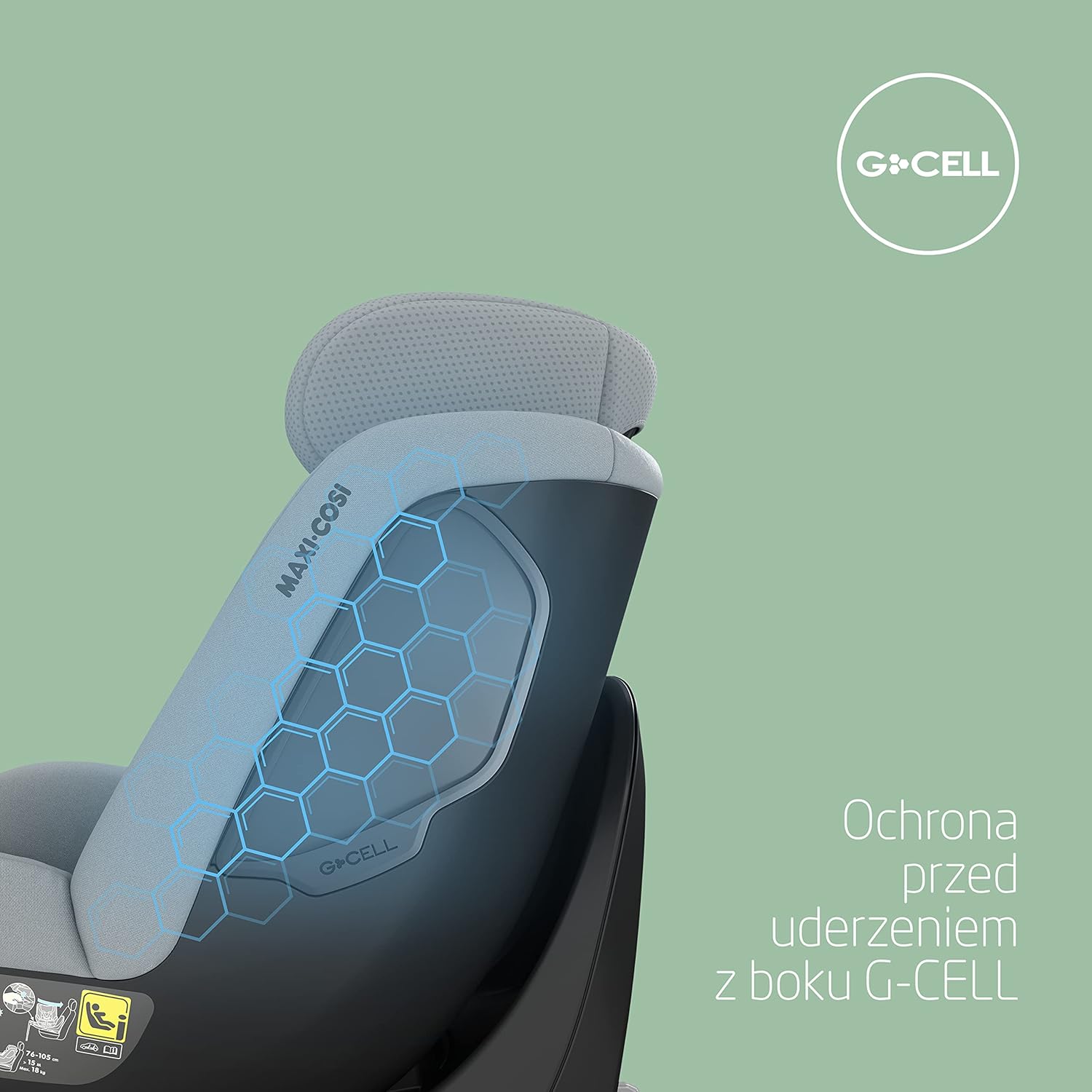 Maxi-Cosi Mica 360 S, Fotelik samochodowy obrotowy 360, 3 miesiące–4 lata (61–105 cm), Obracanie FlexiSpin, 5 pozycji odchylenia, Ochrony G-CELL, Zaczepy na pasy uprzęży Easy-in, Tonal Black