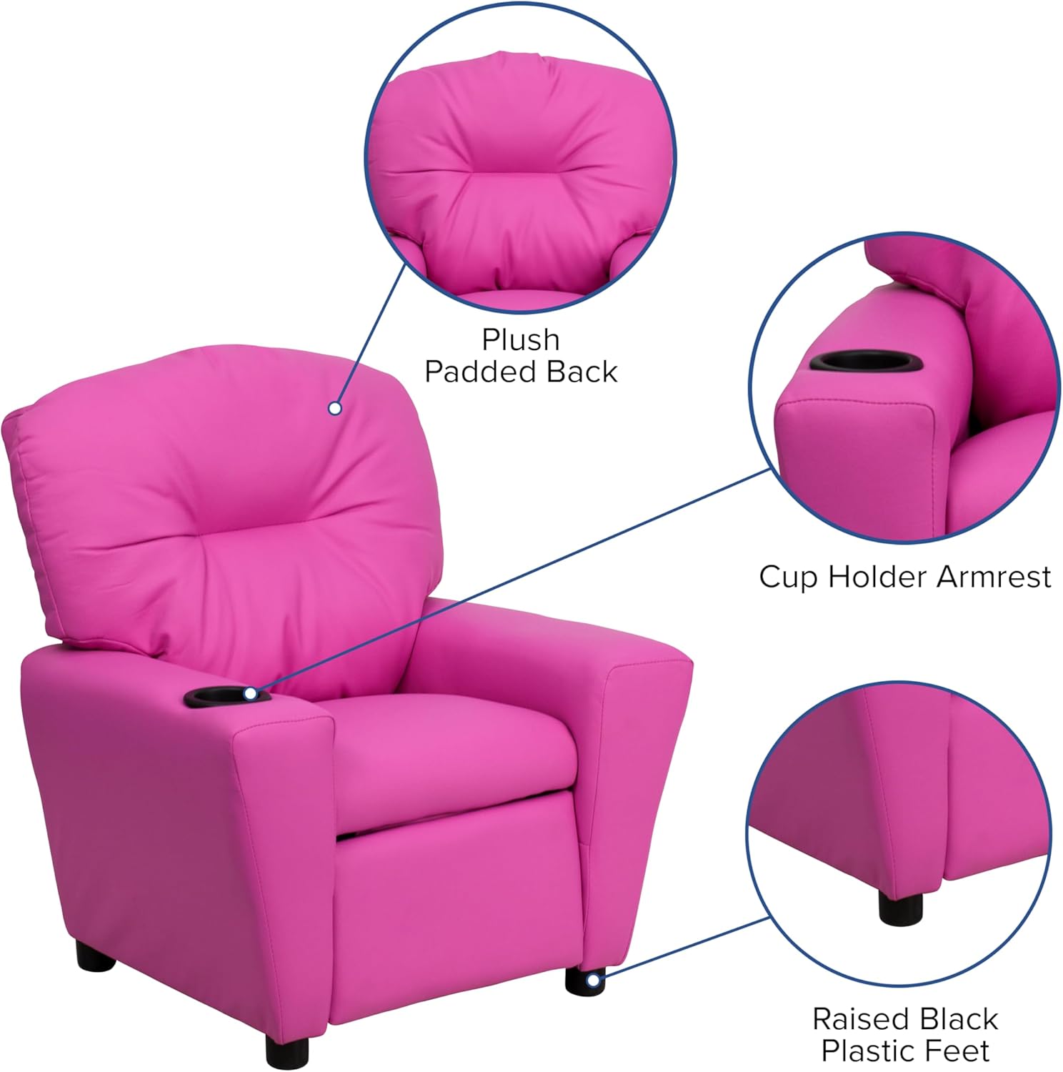Flash Furniture Współczesny leżak dziecięcy z uchwytem na kubki, drewno, beżowy winyl, 66,04 x 53,34 x 53,34 cm