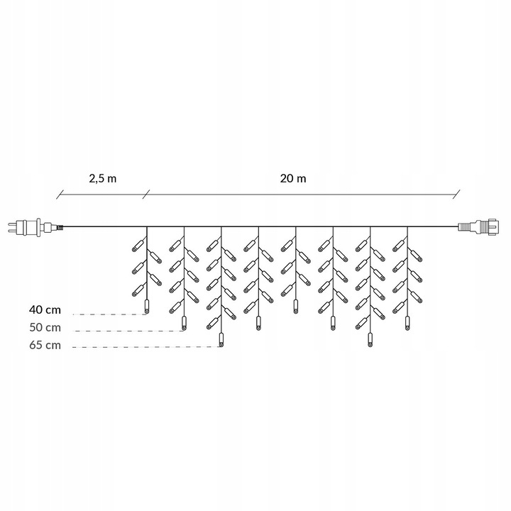 ZEWNĘTRZNE LAMPKI 1500 LED SOPLE NIEBIESKIE KURTYNA 67m GIRLANDA ŚWIETLNA