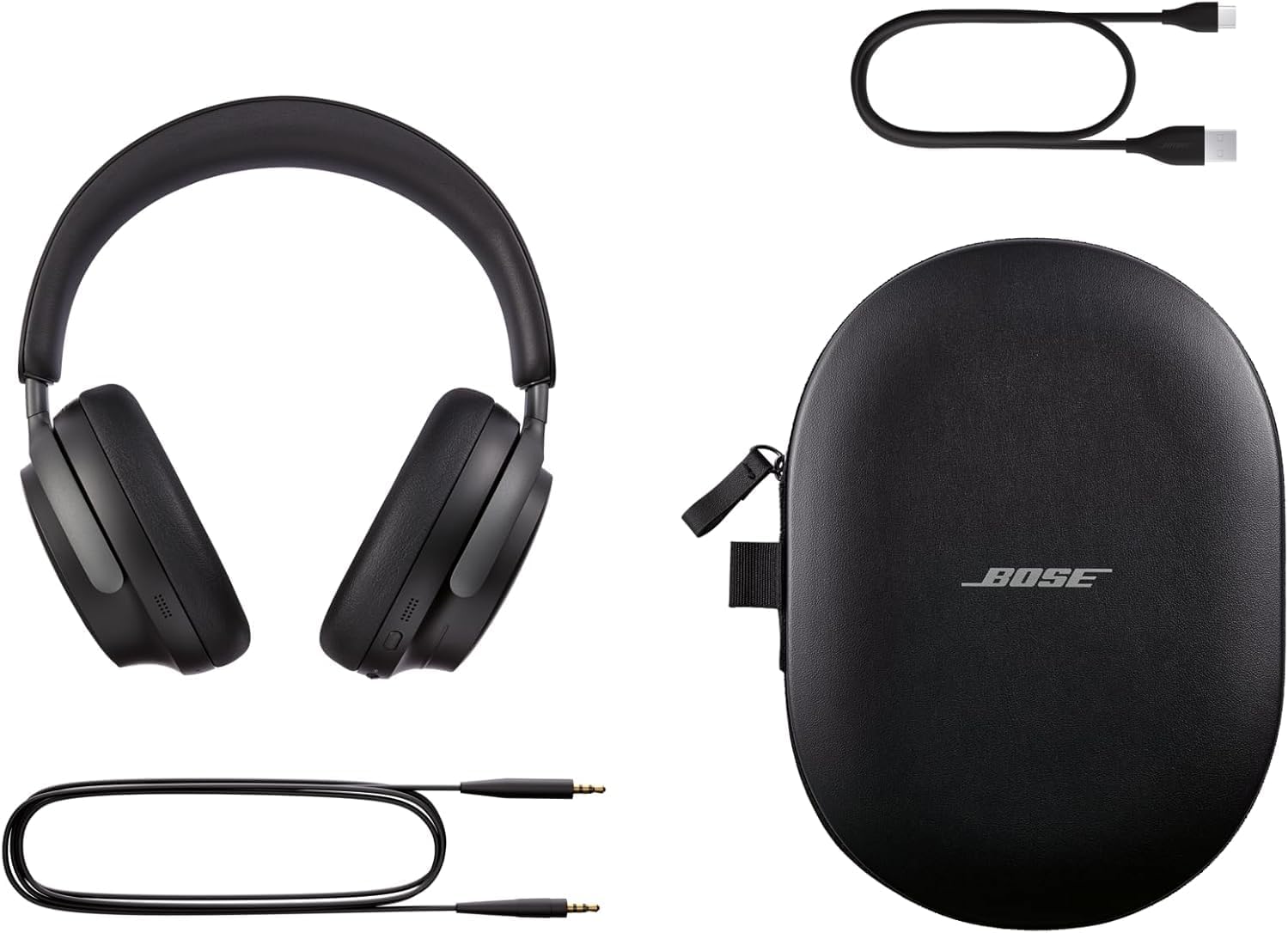 Bose QuietComfort Ultra Słuchawki bezprzewodowe z redukcją szumów i dźwiękiem przestrzennym, słuchawki nauszne z mikrofonem, do 24 godzin pracy na akumulatorze, Czarny