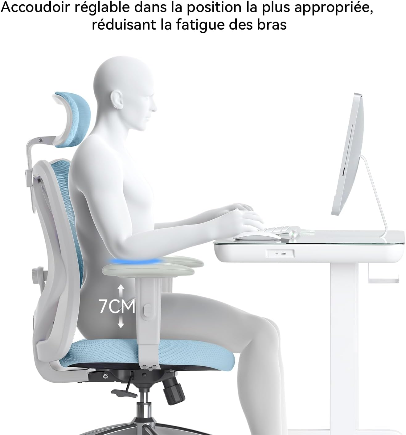 SIHOO Ergonomiczne krzesło biurowe, komputerowe krzesło biurowe z regulowanym podparciem lędźwiowym i zagłówkiem, oddychające siatkowe krzesło do gier z wygodną grubą poduszką i regulowanymi podłokietnikami, krzesło obrotowe do nauki w domu (czarne)