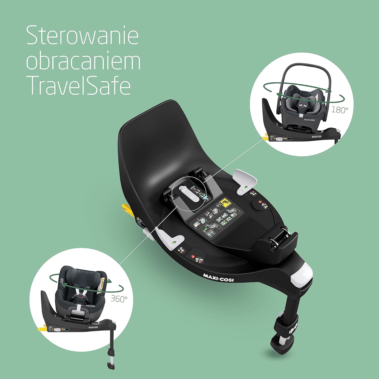 Maxi-Cosi Pearl 360 dla niemowlaka i-Size, Fotelik samochodowy obrotowy 360, od 3 miesięcy do 4 lat (61–105 cm), Obracanie jedną ręką, ClimaFlow, Uprząż z systemem Easy-In, G-CELL, Authentic Graphite