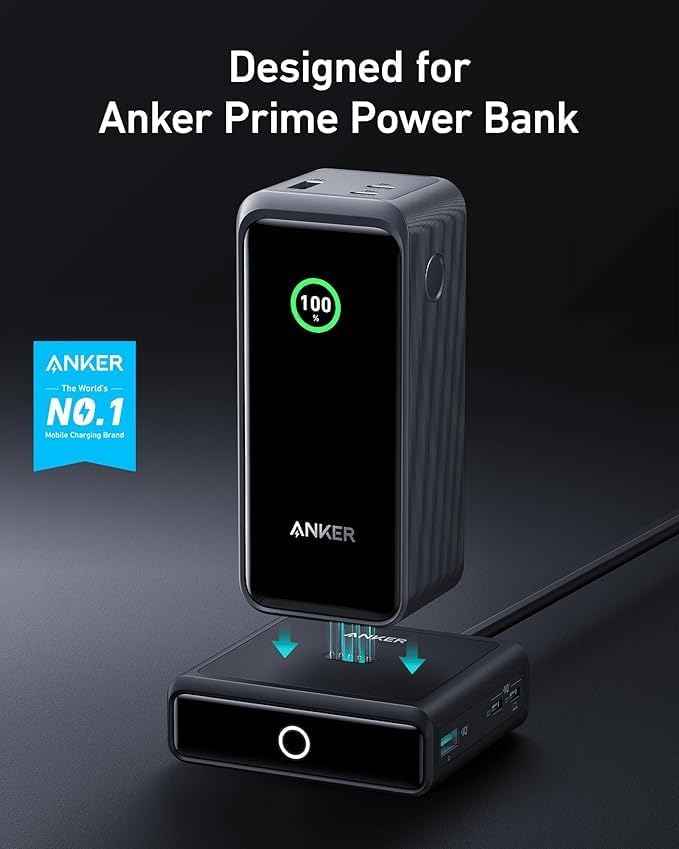 Anker Prime power bank 27650 mAh 250W w zestawie baza ładująca, szybkie ładowanie, kompaktowa przenośna ładowarka do podróży, kontrola aplikacji, kompatybilny z MacBook, iPhone, iPad i innymi