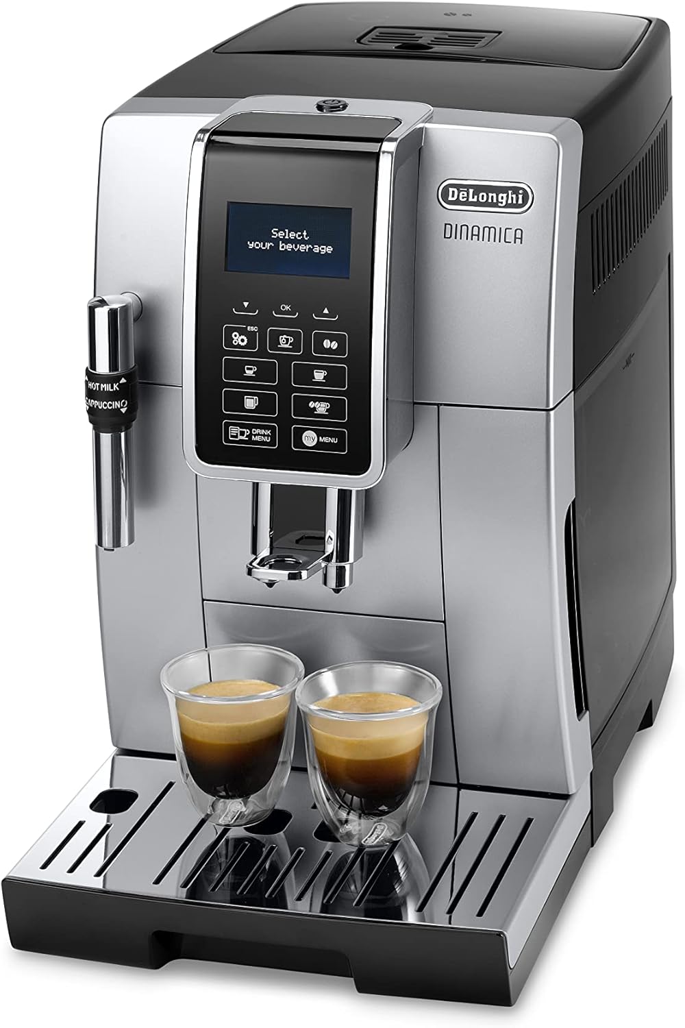 De’Longhi Dinamica ECAM 350.55.B Automatyczny Ekspres do Kawy, Tworzywo Sztuczne, 1450 W, 1,8 L, Czarny