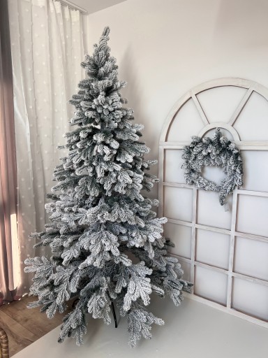 NOWOŚĆ! Piękna Biała sztuczna Choinka LUX 100% PE Zasypana śniegiem 1.8m