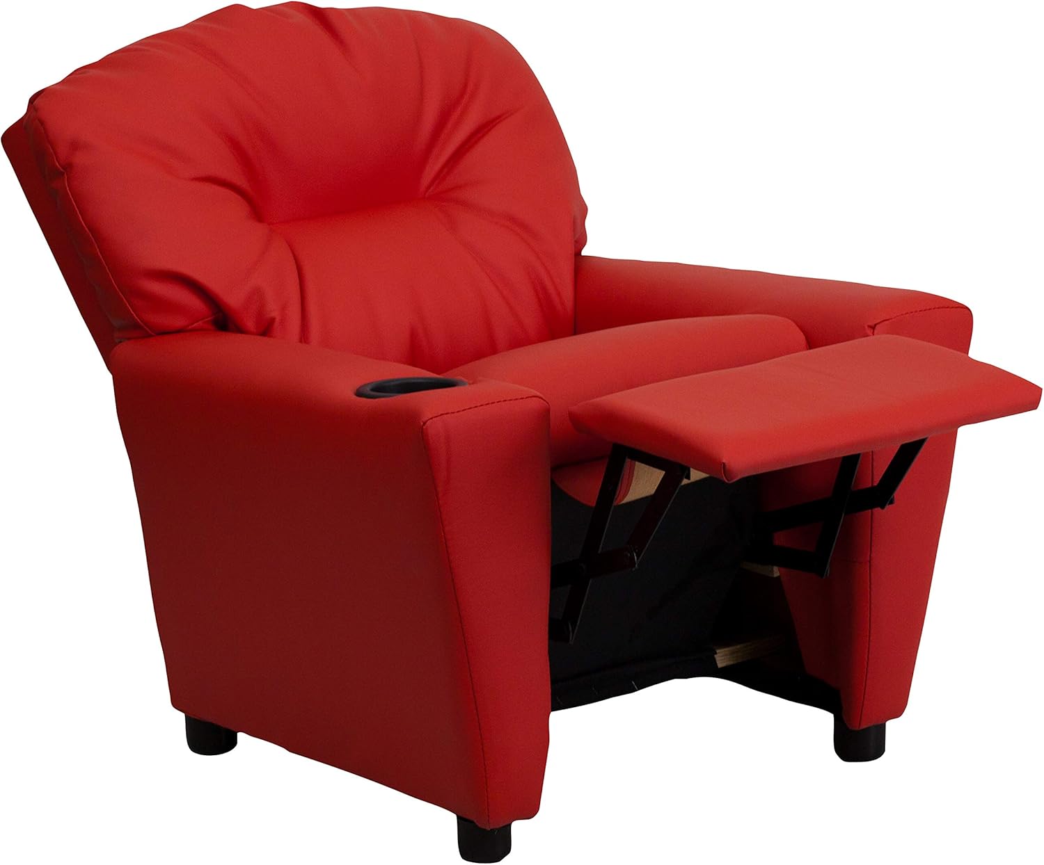 Flash Furniture Współczesny leżak dziecięcy z uchwytem na kubki, drewno, beżowy winyl, 66,04 x 53,34 x 53,34 cm