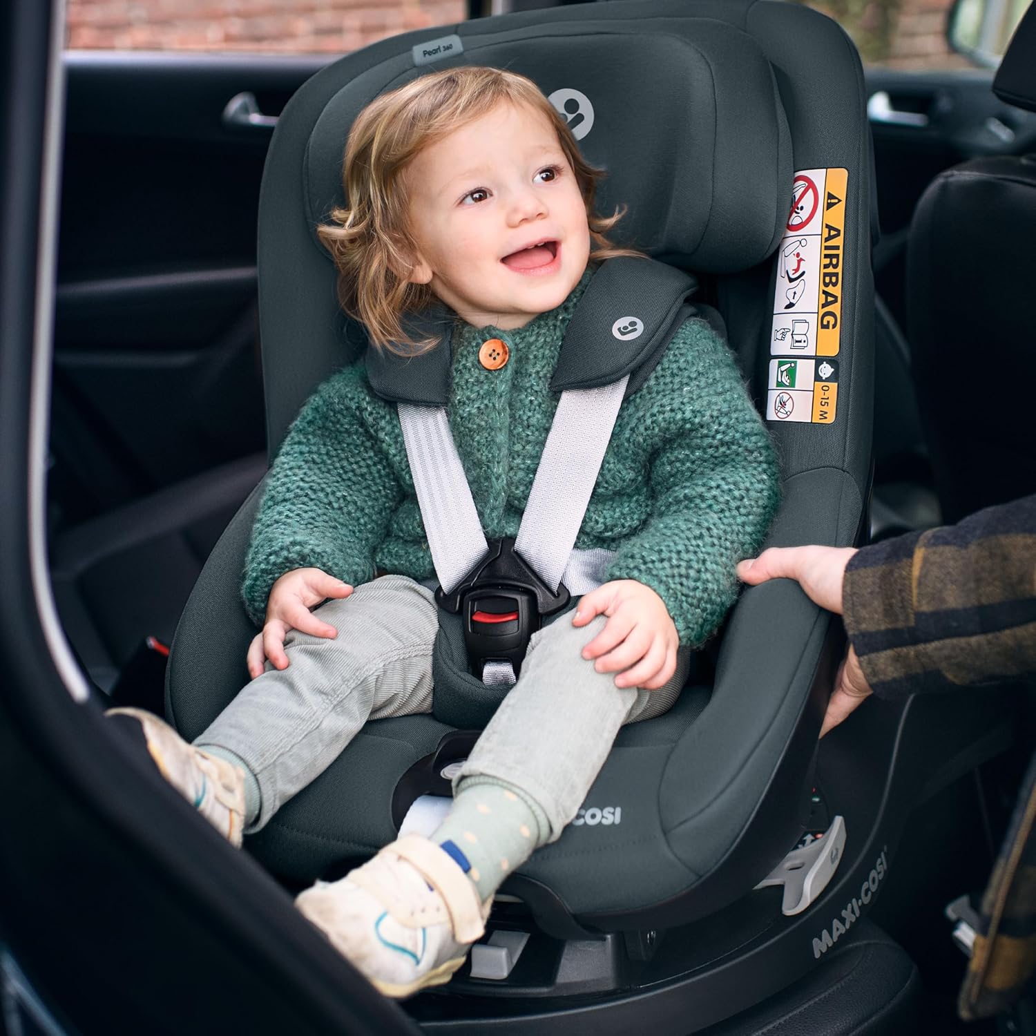 Maxi-Cosi Pearl 360 dla niemowlaka i-Size, Fotelik samochodowy obrotowy 360, od 3 miesięcy do 4 lat (61–105 cm), Obracanie jedną ręką, ClimaFlow, Uprząż z systemem Easy-In, G-CELL, Authentic Graphite