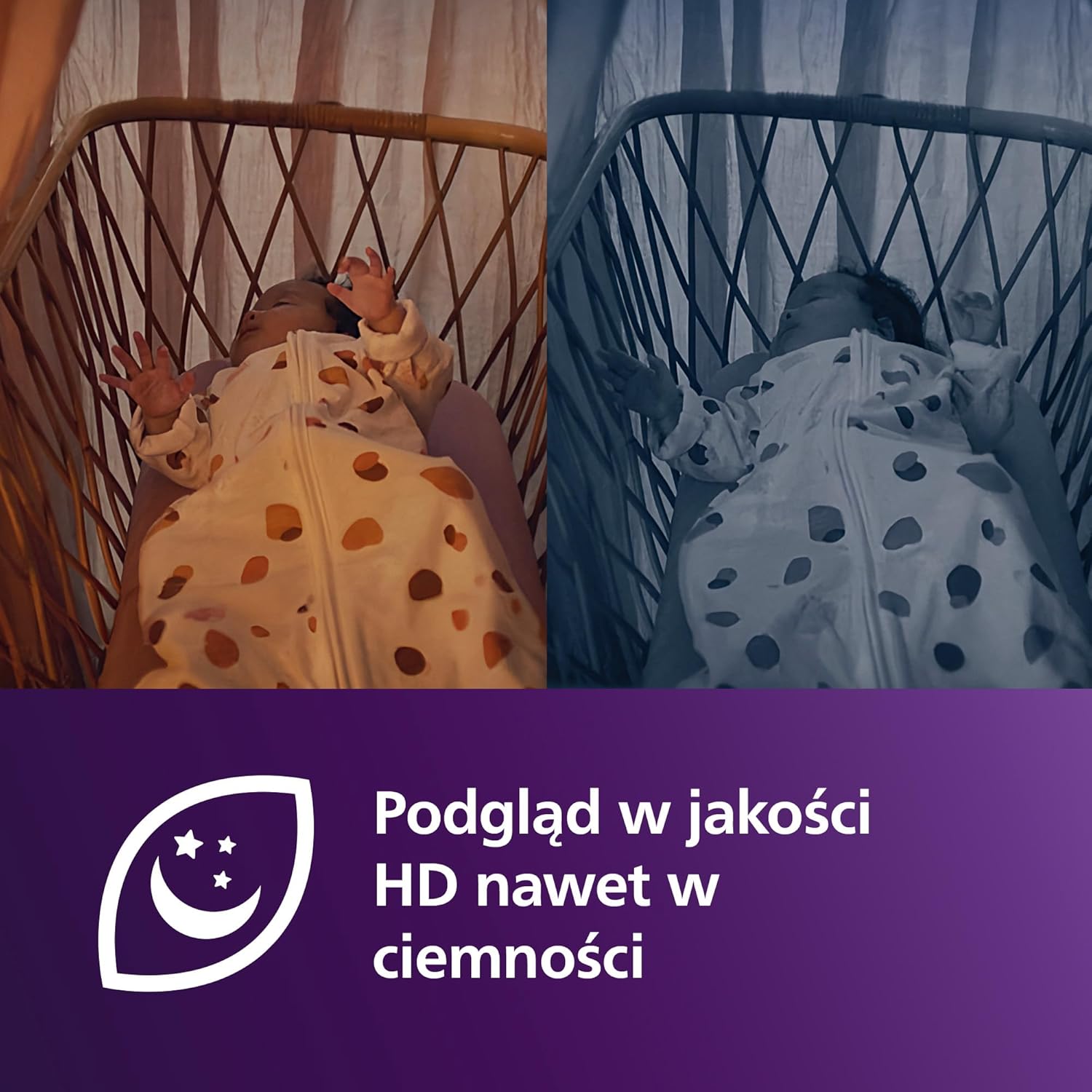 Philips AVENT Elektroniczna niania z łącznością Wi-Fi, wysokiej jakości kamerą HD, funkcją noktowizora, dwukierunkowym dźwiękiem i czasem pracy ekranu 12 godzin w trybie Eco, SCD951/26