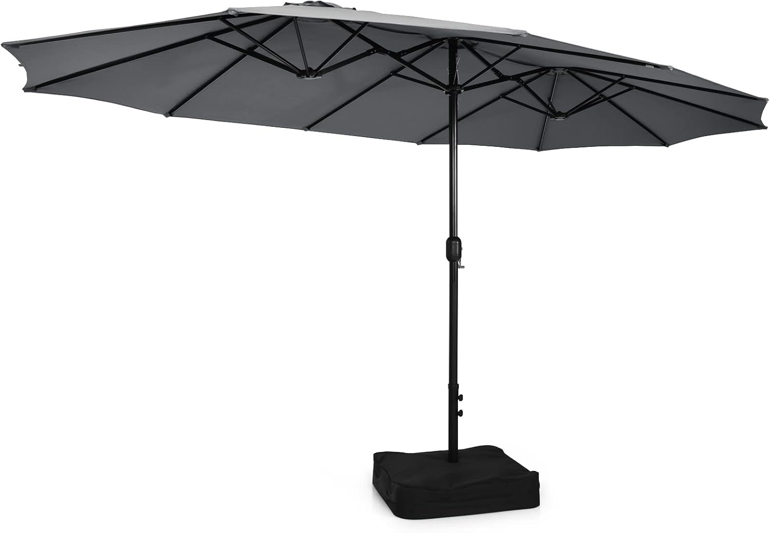COSTWAY Parasol przeciwsłoneczny, prostokątny, 300 x 300 cm, duży parasol przeciwsłoneczny z korbą, parasol ogrodowy, odchylany o 360°, parasol tarasowy, do ogrodu, na taras, balkon (czarny)