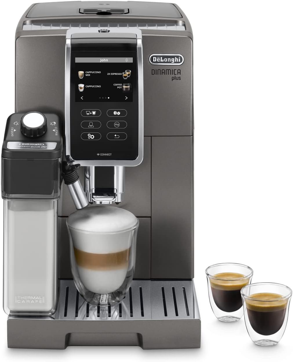 De’Longhi Dinamica ECAM 350.55.B Automatyczny Ekspres do Kawy, Tworzywo Sztuczne, 1450 W, 1,8 L, Czarny