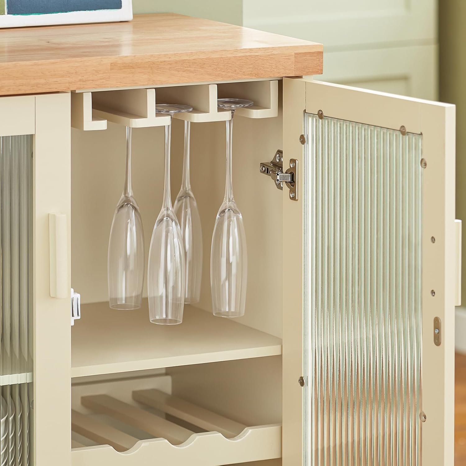 SoBuy FKW114-GR Zielona Szafka Kuchenna Kredens Kuchni Wózek kuchenny na Kółkach Jadalni 109 x 40 x 92cm