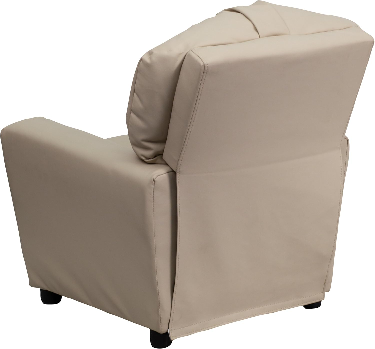 Flash Furniture Współczesny leżak dziecięcy z uchwytem na kubki, drewno, beżowy winyl, 66,04 x 53,34 x 53,34 cm