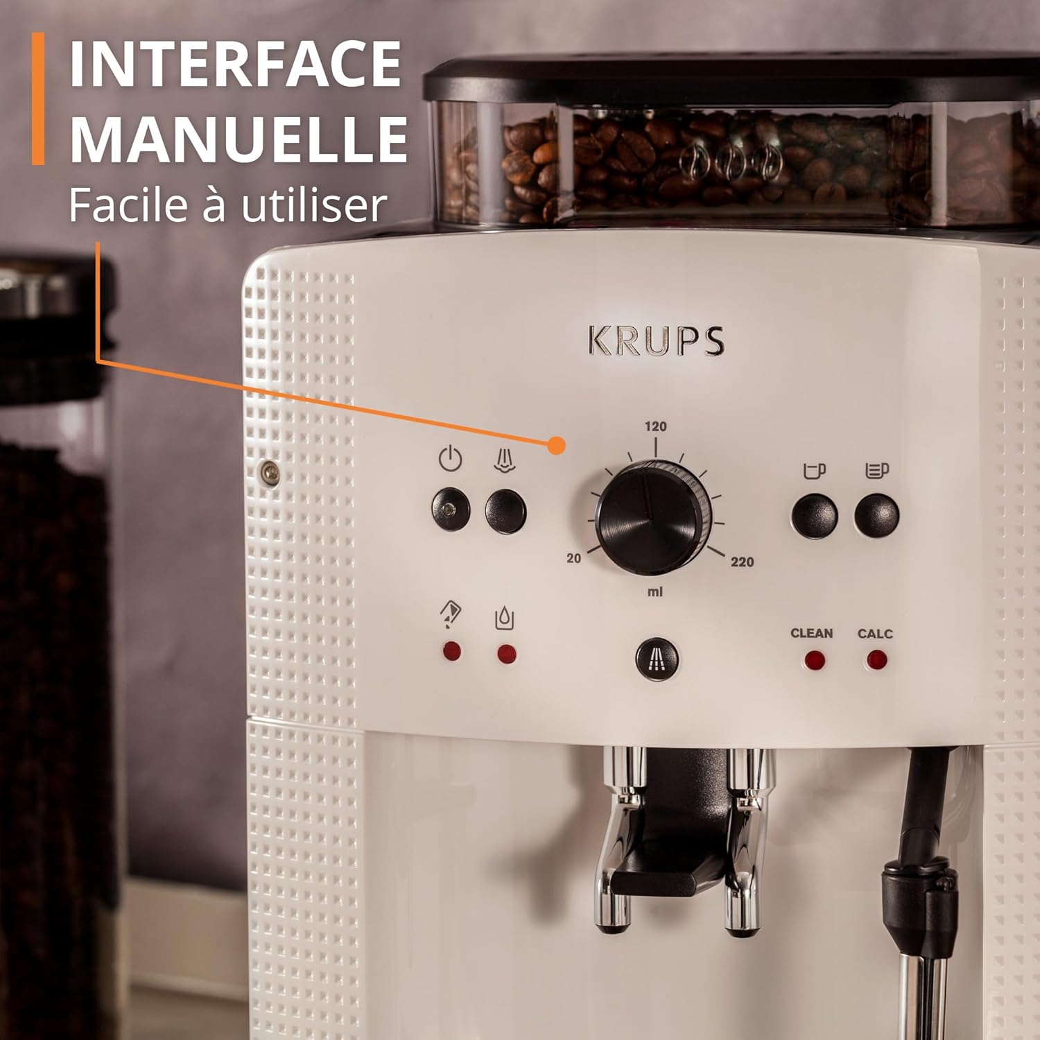 Krups Arabica Picto Ea8105 Ekspres do Kawy, Biały/Czarny, 1450 WW 230 VV