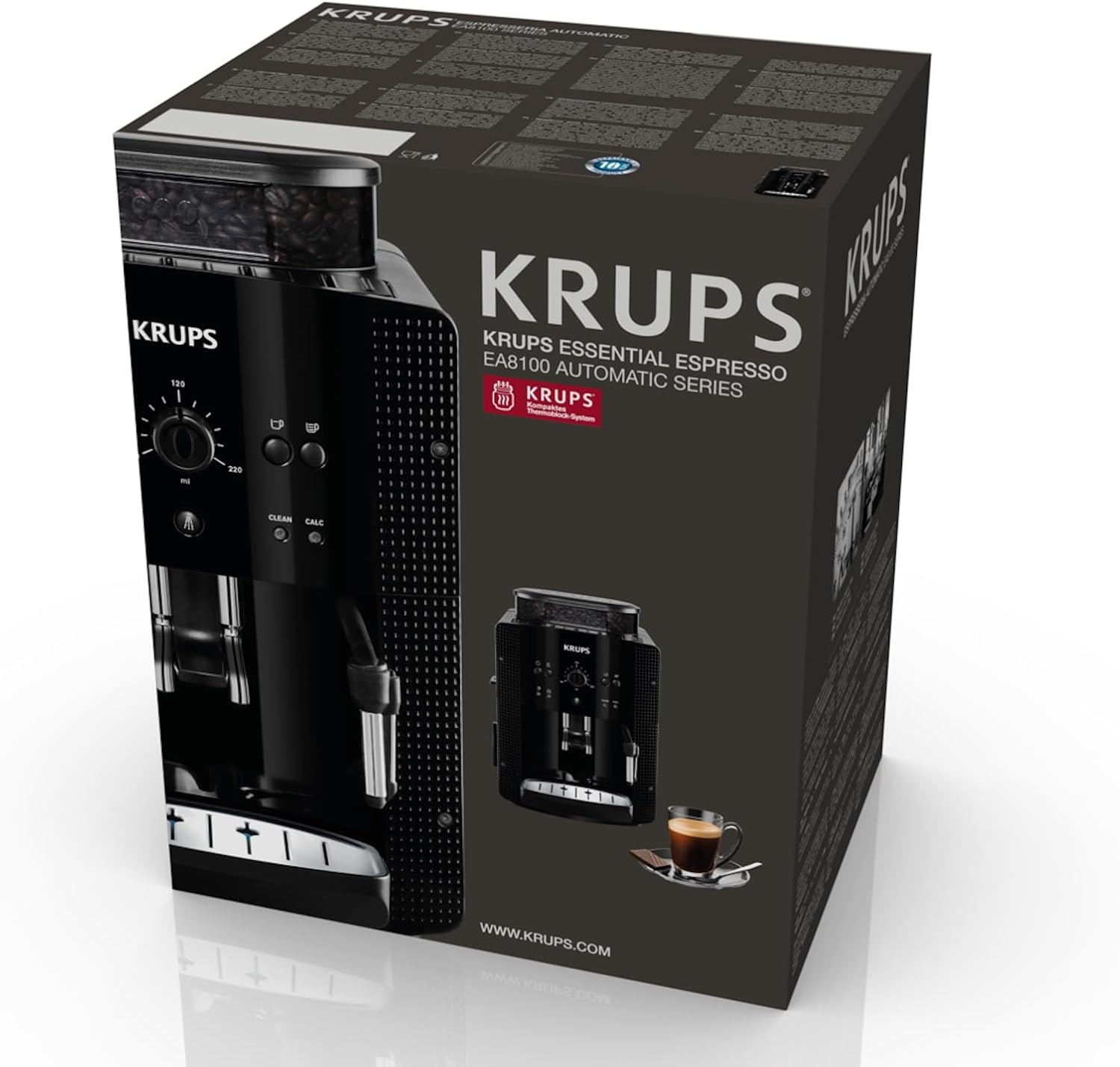 Krups Arabica Picto Ea8105 Ekspres do Kawy, Biały/Czarny, 1450 WW 230 VV