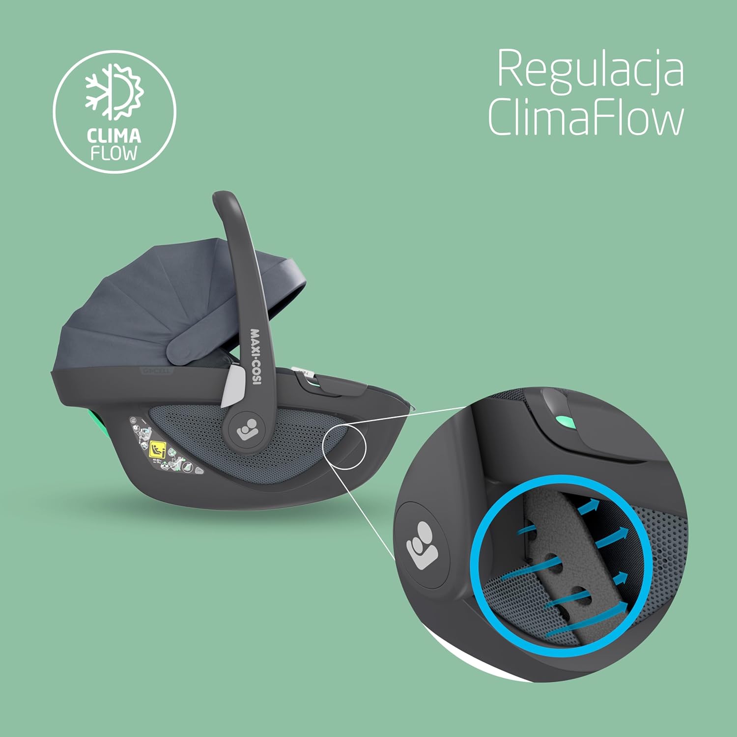 Maxi-Cosi Pearl 360 dla niemowlaka i-Size, Fotelik samochodowy obrotowy 360, od 3 miesięcy do 4 lat (61–105 cm), Obracanie jedną ręką, ClimaFlow, Uprząż z systemem Easy-In, G-CELL, Authentic Graphite