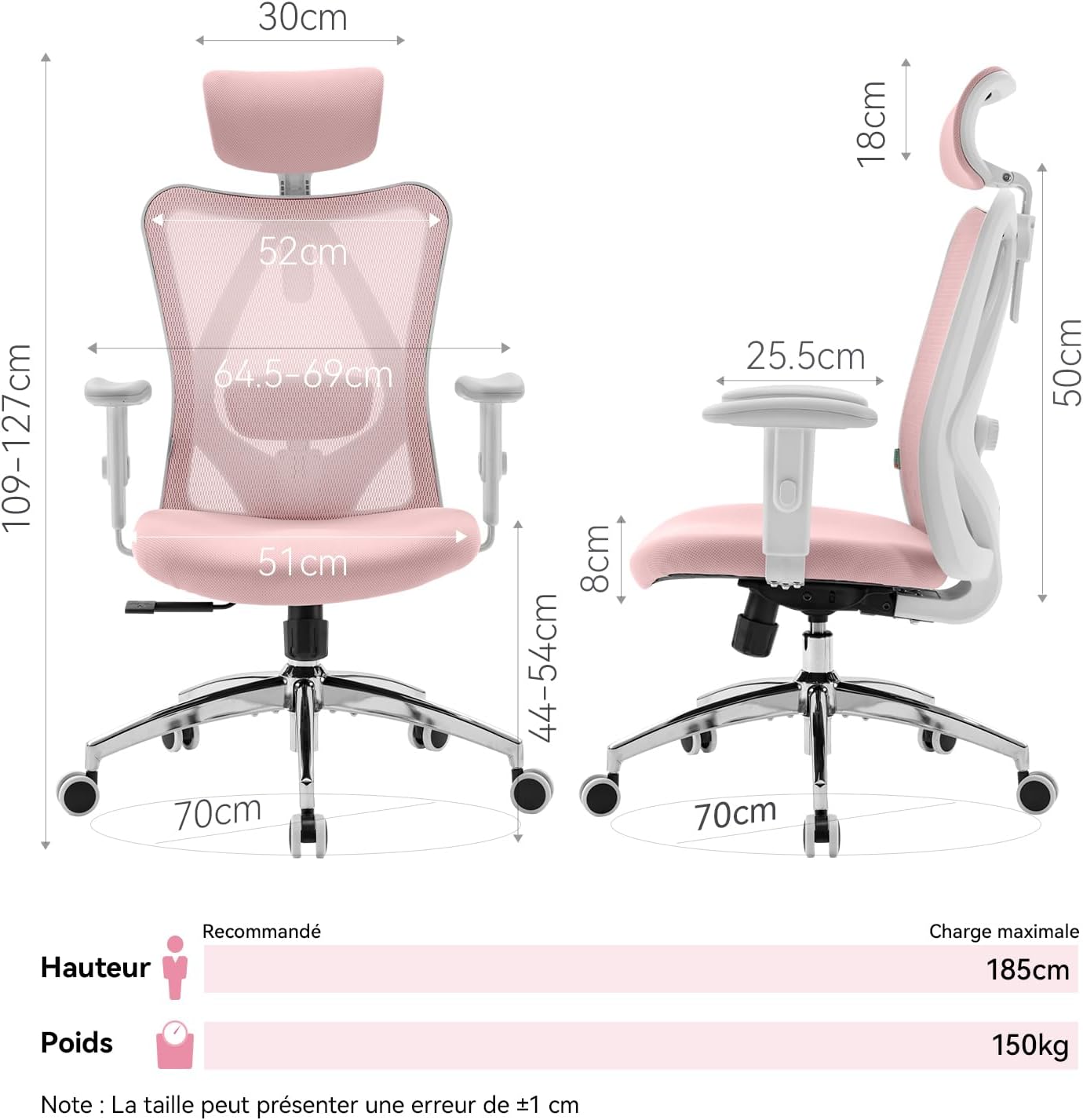 SIHOO Ergonomiczne krzesło biurowe, komputerowe krzesło biurowe z regulowanym podparciem lędźwiowym i zagłówkiem, oddychające siatkowe krzesło do gier z wygodną grubą poduszką i regulowanymi podłokietnikami, krzesło obrotowe do nauki w domu (czarne)