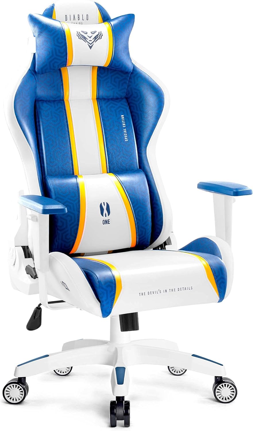 Diablo X-One 2.0 Fotel Gamingowy Krzesło Biurowe Dla Gracza Obrotowy Regulowane Podłokietniki Ekoskóra Ergonomiczny Design Funkcja Bujania Poduszka Pod Kark i Lędźwie (Candy Rose, Normal)