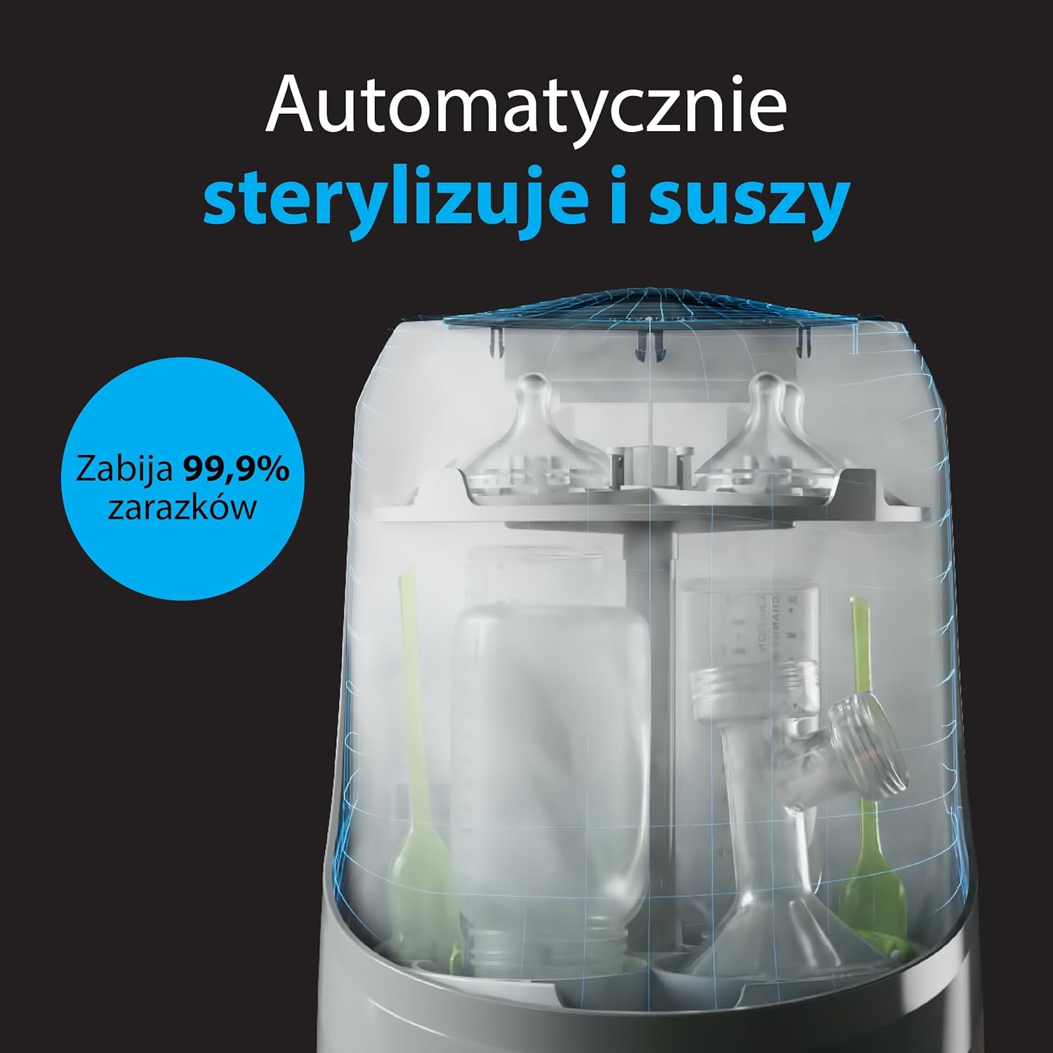 Baby Brezza Myjka do butelek Pro – środek do czyszczenia butelek dla niemowląt 3 w 1; mycie, sterylizacja, suszenie – uniwersalne czyszczenie wszystkich butelek: tworzywo sztuczne + szkło + smoczek