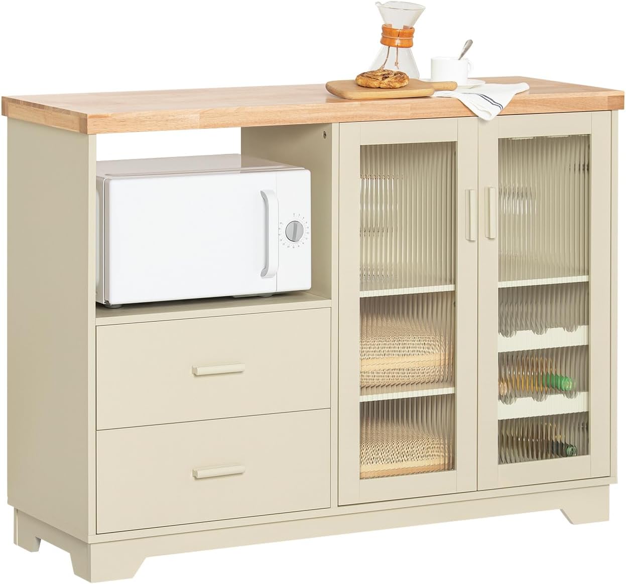 SoBuy FKW114-GR Zielona Szafka Kuchenna Kredens Kuchni Wózek kuchenny na Kółkach Jadalni 109 x 40 x 92cm