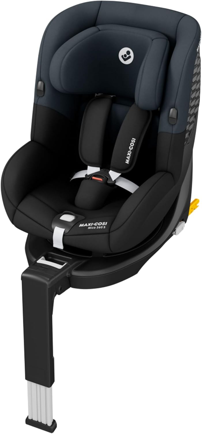 Maxi-Cosi Mica 360 S, Fotelik samochodowy obrotowy 360, 3 miesiące–4 lata (61–105 cm), Obracanie FlexiSpin, 5 pozycji odchylenia, Ochrony G-CELL, Zaczepy na pasy uprzęży Easy-in, Tonal Black