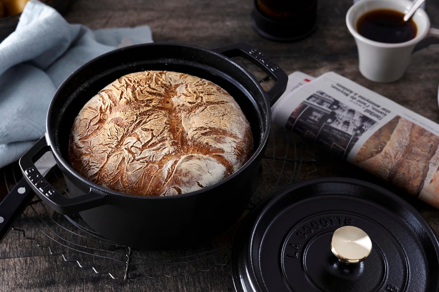 STAUB Garnek żeliwny, okrągły 28 cm, 6,7 L, Czarny