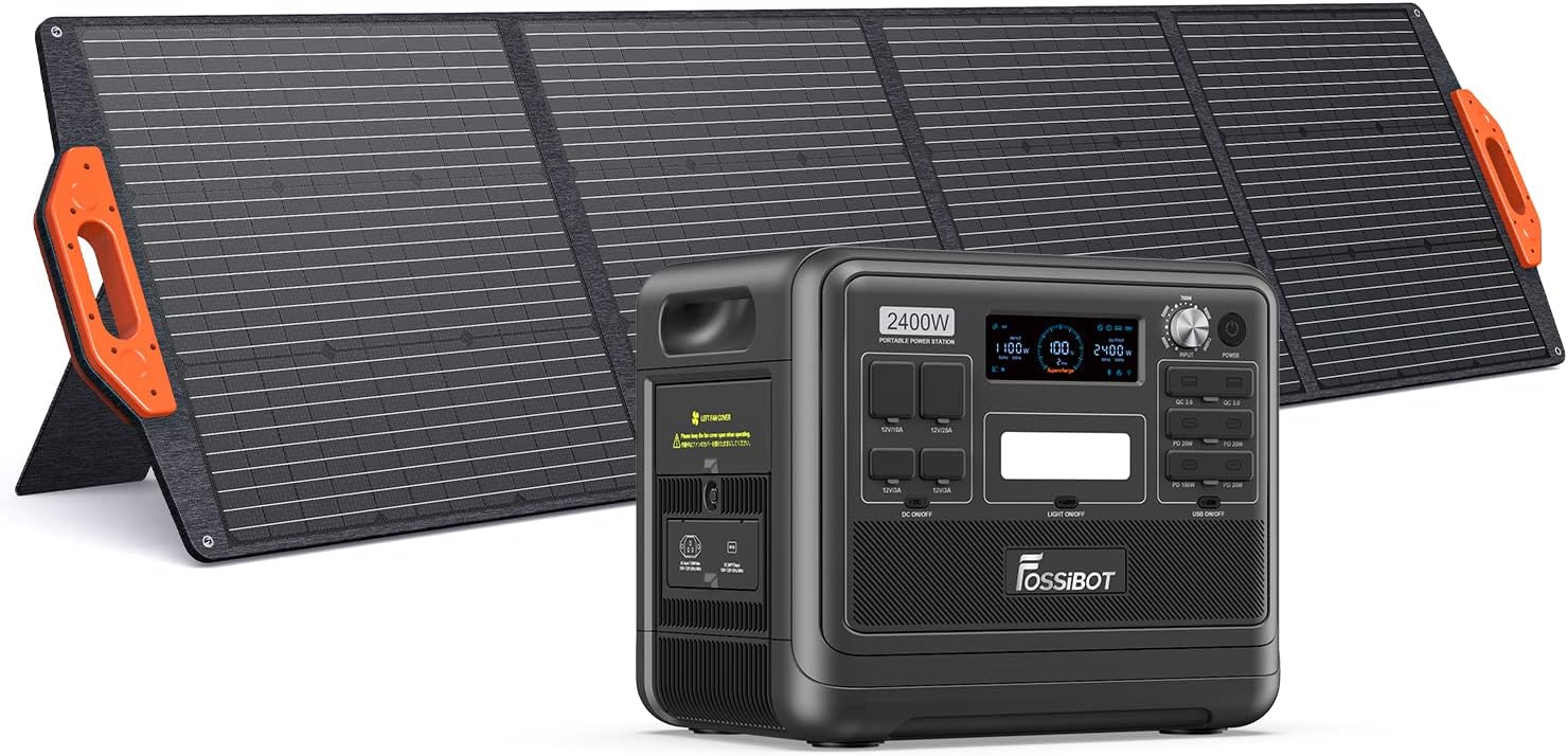 FOSSiBOT F2400 Generator solarny, 2048 Wh LiFePO4 akumulator zapasowy z wyjściami 24000 W AC (4600 W Peak)