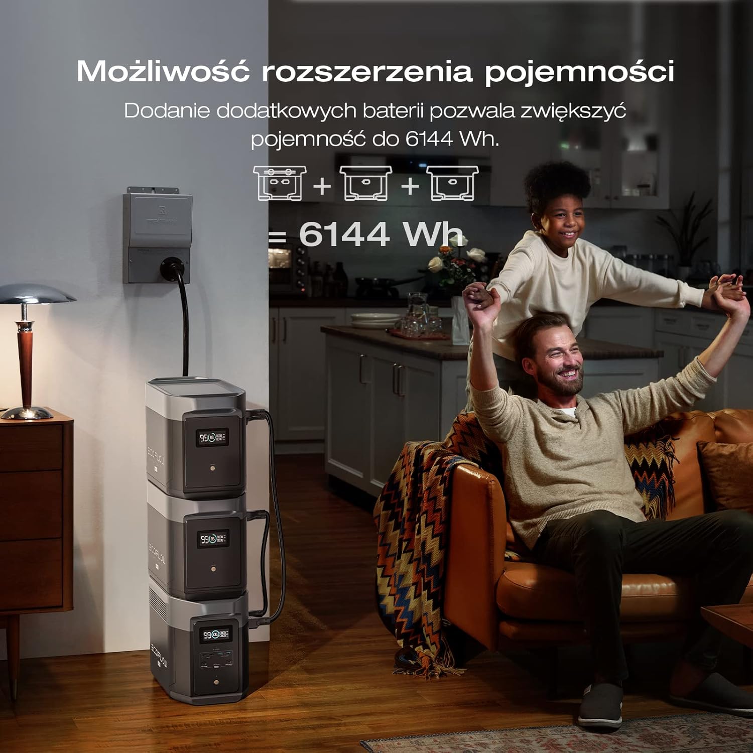 Przenośna stacja zasilania EcoFlow DELTA 2 Max z możliwością rozszerzania pojemności 2–6 kWh, bateria LFP zapewniająca 3000 cykli ładowania