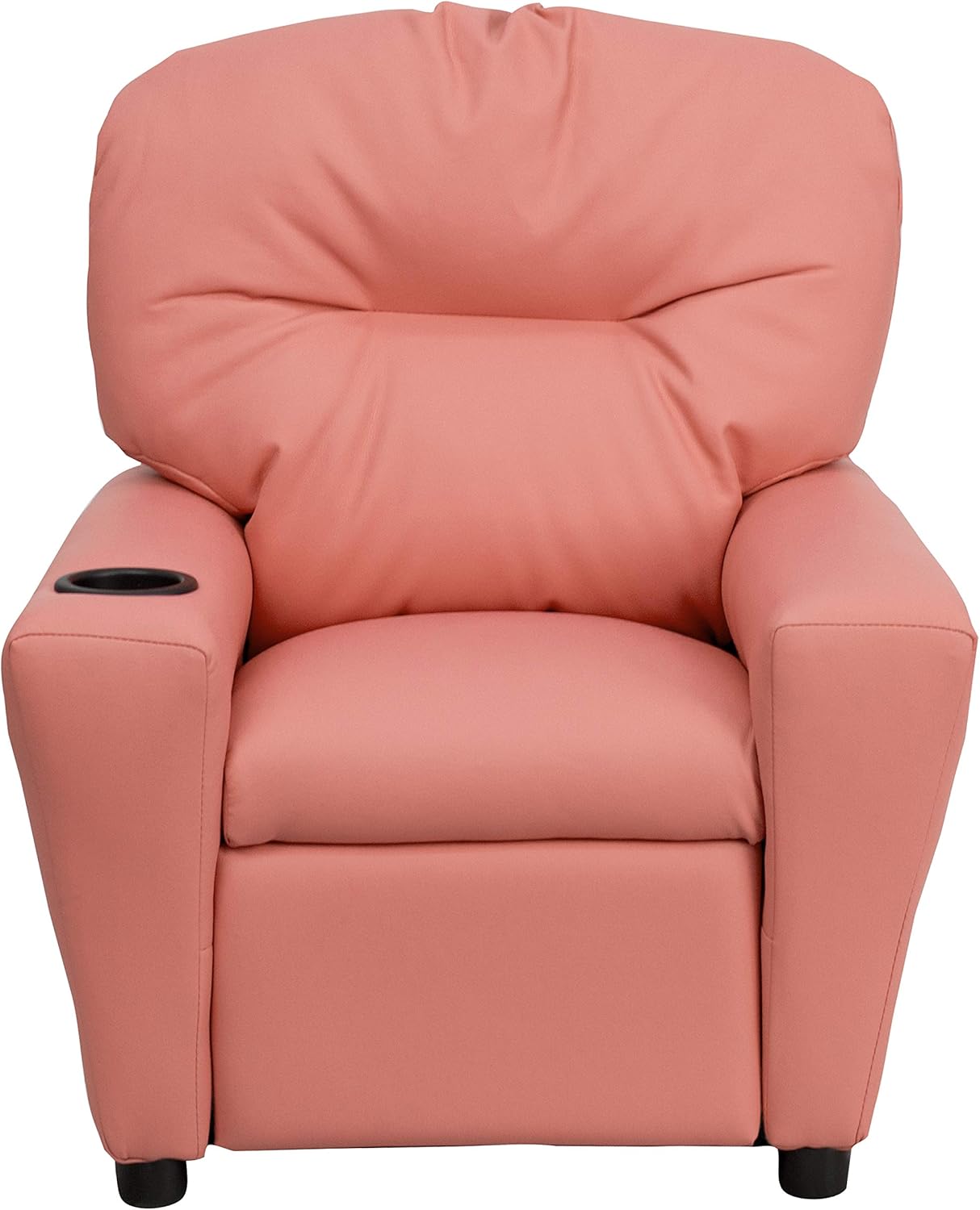 Flash Furniture Współczesny leżak dziecięcy z uchwytem na kubki, drewno, beżowy winyl, 66,04 x 53,34 x 53,34 cm