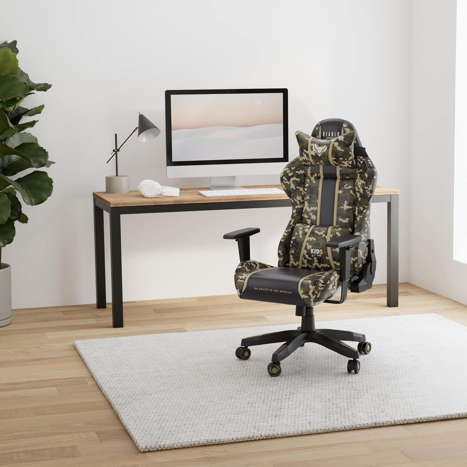 Diablo X-One 2.0 Fotel Gamingowy Krzesło Biurowe Dla Gracza Obrotowy Regulowane Podłokietniki Ekoskóra Ergonomiczny Design Funkcja Bujania Poduszka Pod Kark i Lędźwie (Candy Rose, Normal)