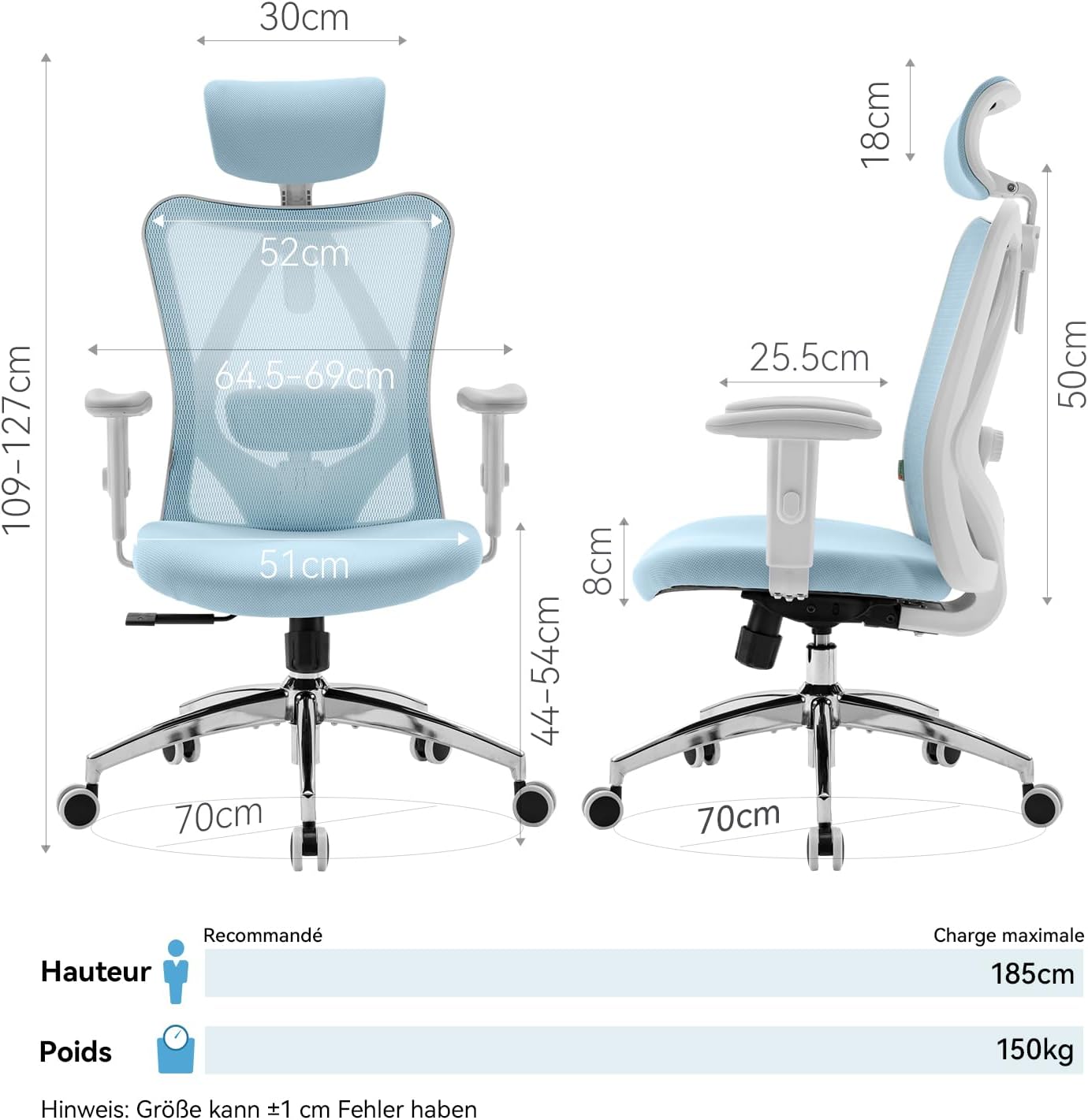 SIHOO Ergonomiczne krzesło biurowe, komputerowe krzesło biurowe z regulowanym podparciem lędźwiowym i zagłówkiem, oddychające siatkowe krzesło do gier z wygodną grubą poduszką i regulowanymi podłokietnikami, krzesło obrotowe do nauki w domu (czarne)