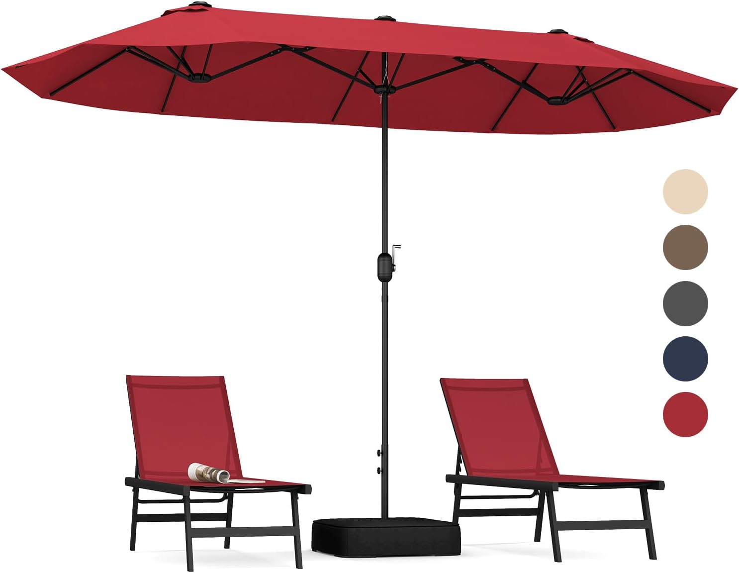 COSTWAY Parasol przeciwsłoneczny, prostokątny, 300 x 300 cm, duży parasol przeciwsłoneczny z korbą, parasol ogrodowy, odchylany o 360°, parasol tarasowy, do ogrodu, na taras, balkon (czarny)