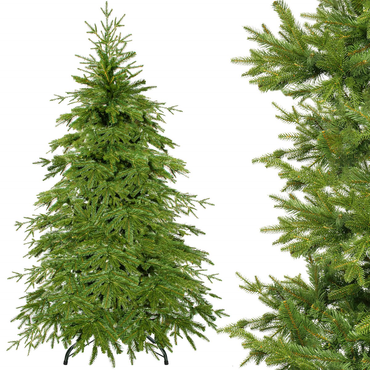 CHOINKA SZTUCZNA PE ŚWIERK NATURALNY PREMIUM 220 cm GĘSTA JAK ŻYWA PIĘKNA
