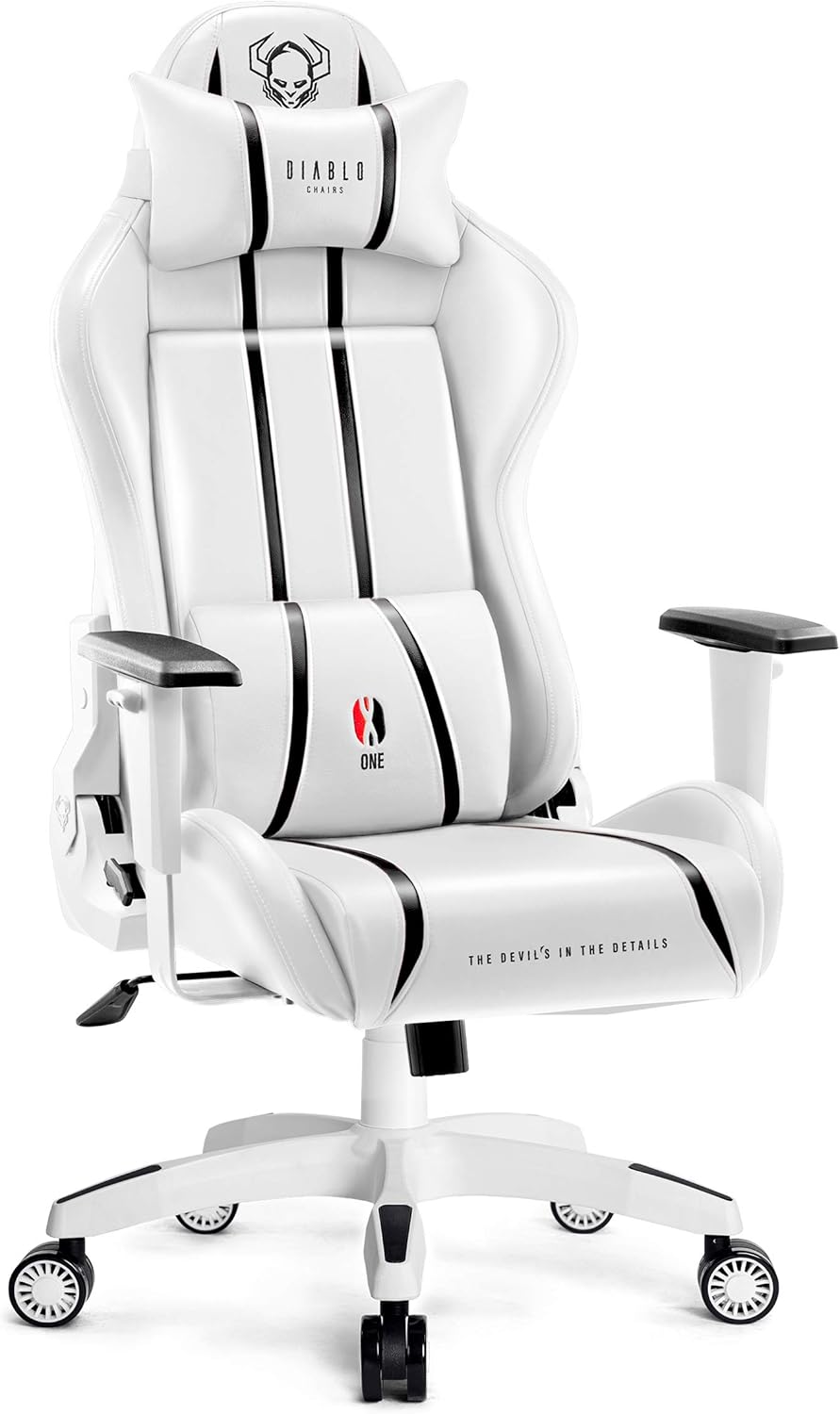 Diablo X-One 2.0 Fotel Gamingowy Krzesło Biurowe Dla Gracza Obrotowy Regulowane Podłokietniki Ekoskóra Ergonomiczny Design Funkcja Bujania Poduszka Pod Kark i Lędźwie (Candy Rose, Normal)