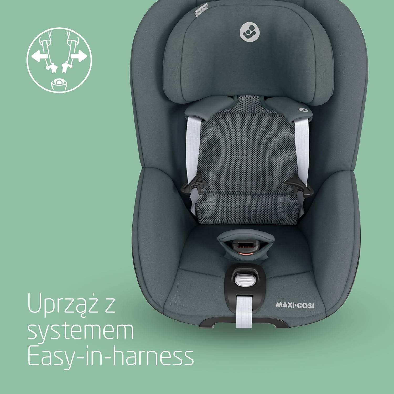 Maxi-Cosi Pearl 360 dla niemowlaka i-Size, Fotelik samochodowy obrotowy 360, od 3 miesięcy do 4 lat (61–105 cm), Obracanie jedną ręką, ClimaFlow, Uprząż z systemem Easy-In, G-CELL, Authentic Graphite