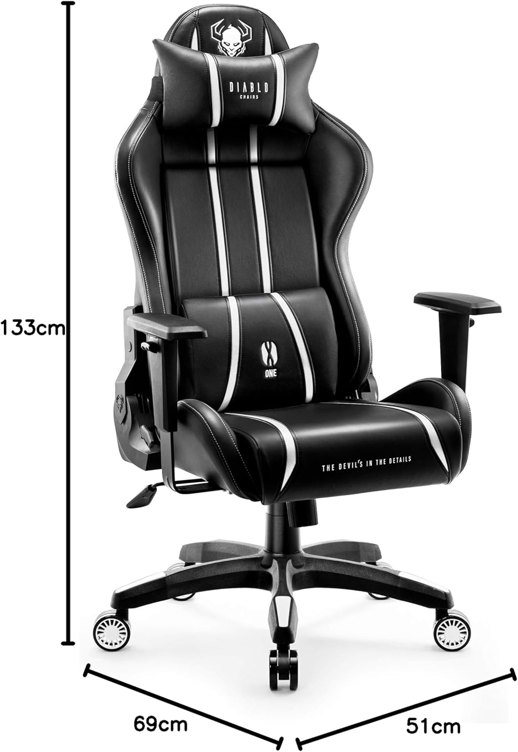 Diablo X-One 2.0 Fotel Gamingowy Krzesło Biurowe Dla Gracza Obrotowy Regulowane Podłokietniki Ekoskóra Ergonomiczny Design Funkcja Bujania Poduszka Pod Kark i Lędźwie (Candy Rose, Normal)