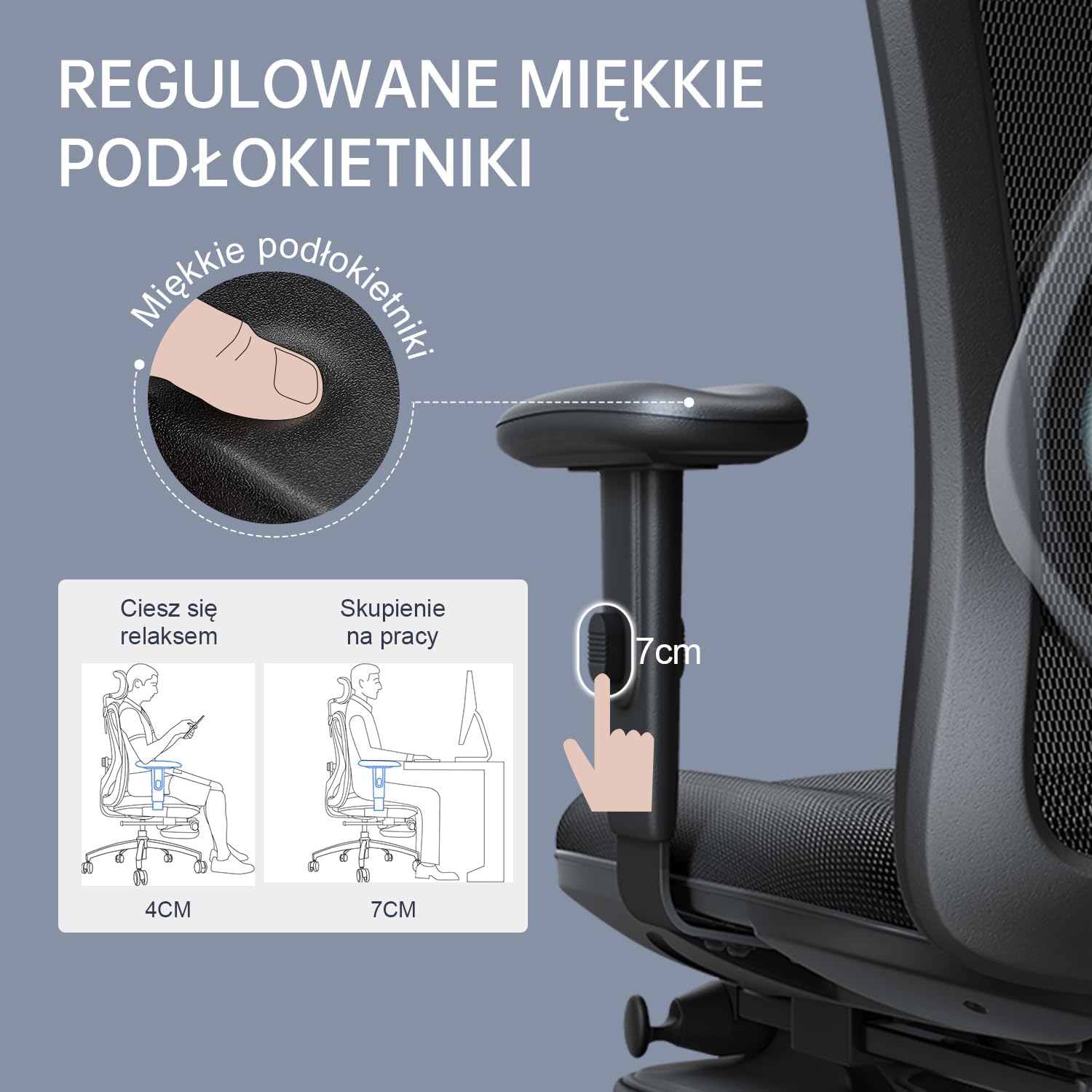 SIHOO Ergonomiczne krzesło biurowe, komputerowe krzesło biurowe z regulowanym podparciem lędźwiowym i zagłówkiem, oddychające siatkowe krzesło do gier z wygodną grubą poduszką i regulowanymi podłokietnikami, krzesło obrotowe do nauki w domu (czarne)