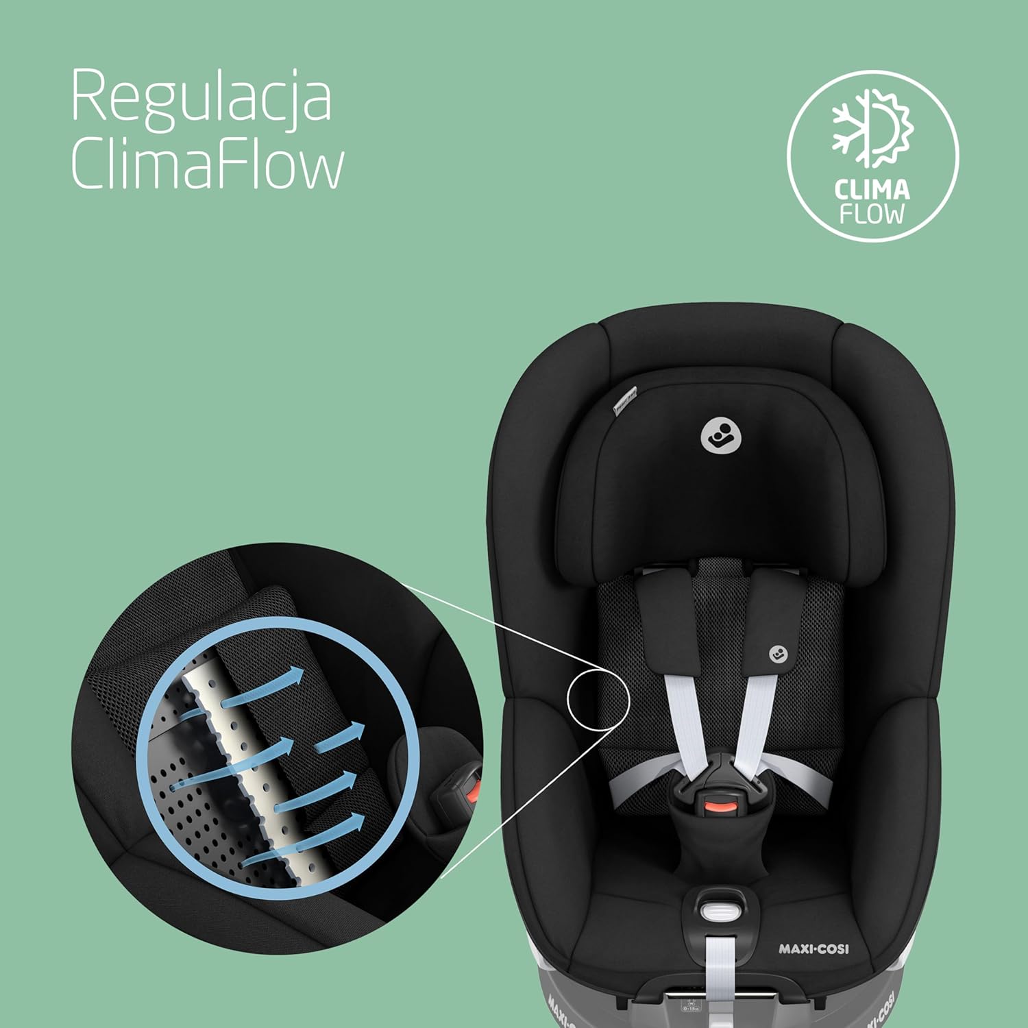 Maxi-Cosi Pearl 360 dla niemowlaka i-Size, Fotelik samochodowy obrotowy 360, od 3 miesięcy do 4 lat (61–105 cm), Obracanie jedną ręką, ClimaFlow, Uprząż z systemem Easy-In, G-CELL, Authentic Graphite