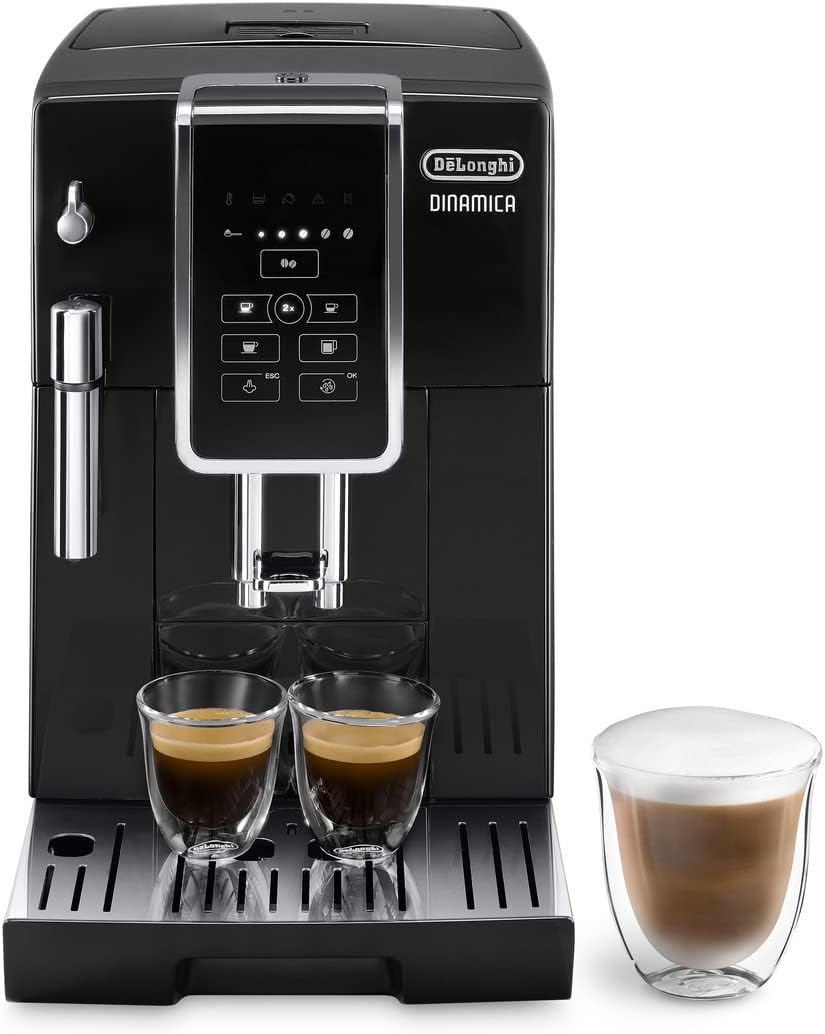 De’Longhi Dinamica ECAM 350.55.B Automatyczny Ekspres do Kawy, Tworzywo Sztuczne, 1450 W, 1,8 L, Czarny