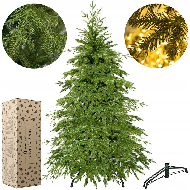 CHOINKA SZTUCZNA PE ŚWIERK NATURALNY PREMIUM 220 cm GĘSTA JAK ŻYWA PIĘKNA