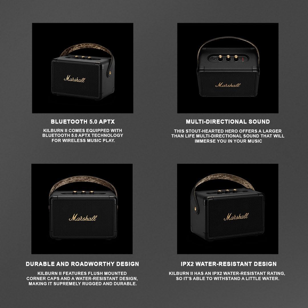 Marshall Kilburn Ii 1005923 Głośnik Bluetooth, Czarny, 8 W, 2,5 kg