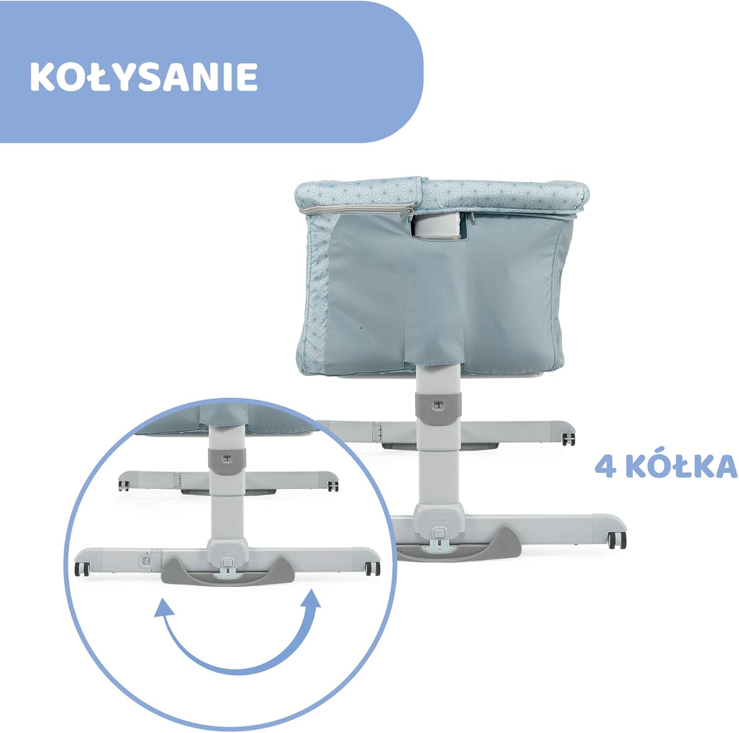 Chicco Next2Me Dream Łóżeczko Dostawka - Do Wspólnego Spania z Dzieckiem, Materac, Funkcja Bujania, Otwierany Bok, Regulacja Wysokości, Okienka z Siateczki, Kółka i Torba Podróżna, 0-6 miesięcy, 9 kg