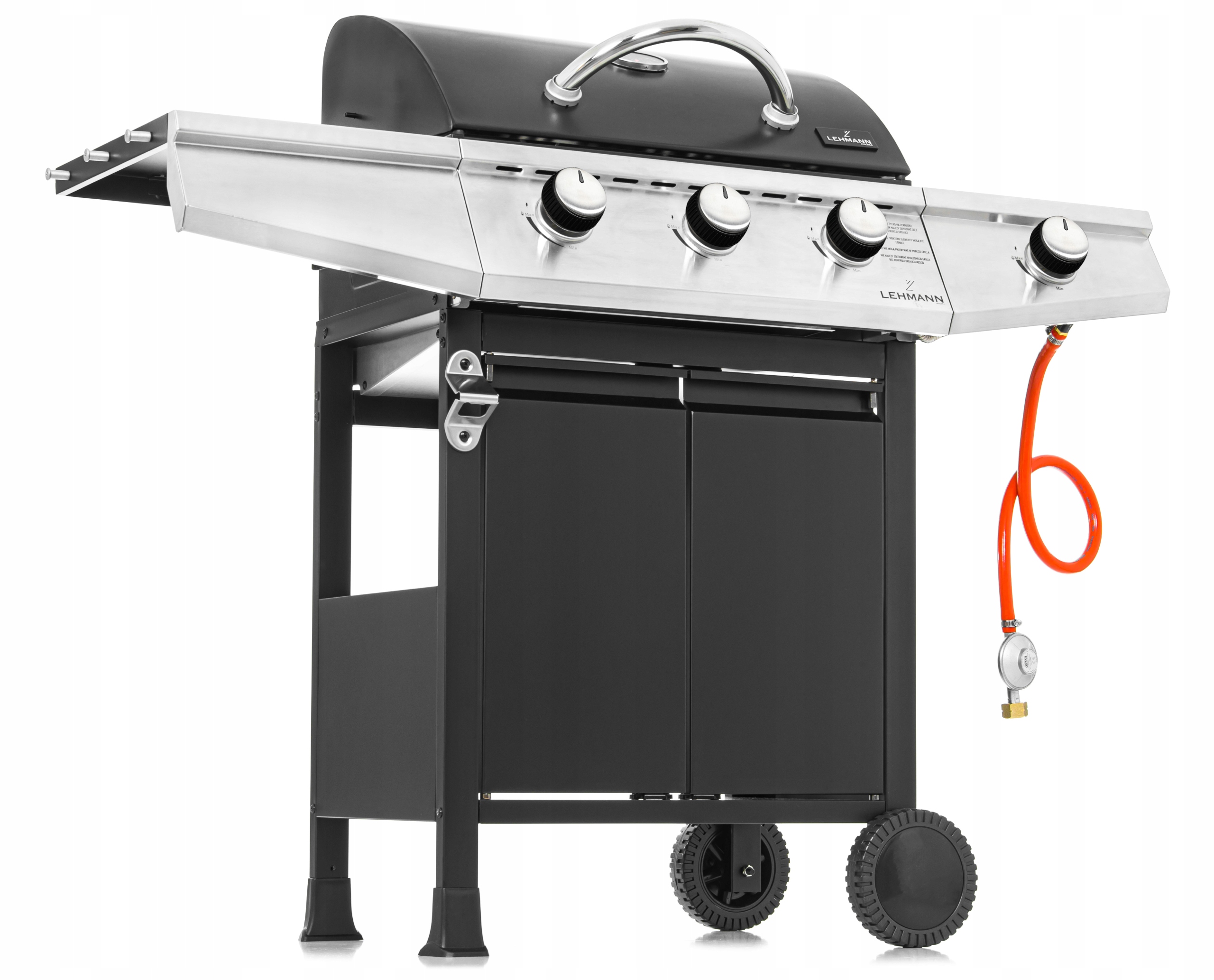 GRILL GAZOWY OGRODOWY ŻELIWNY RUSZT NIERDZEWNY LEHMANN TEXAS 3+1 POKROWIEC