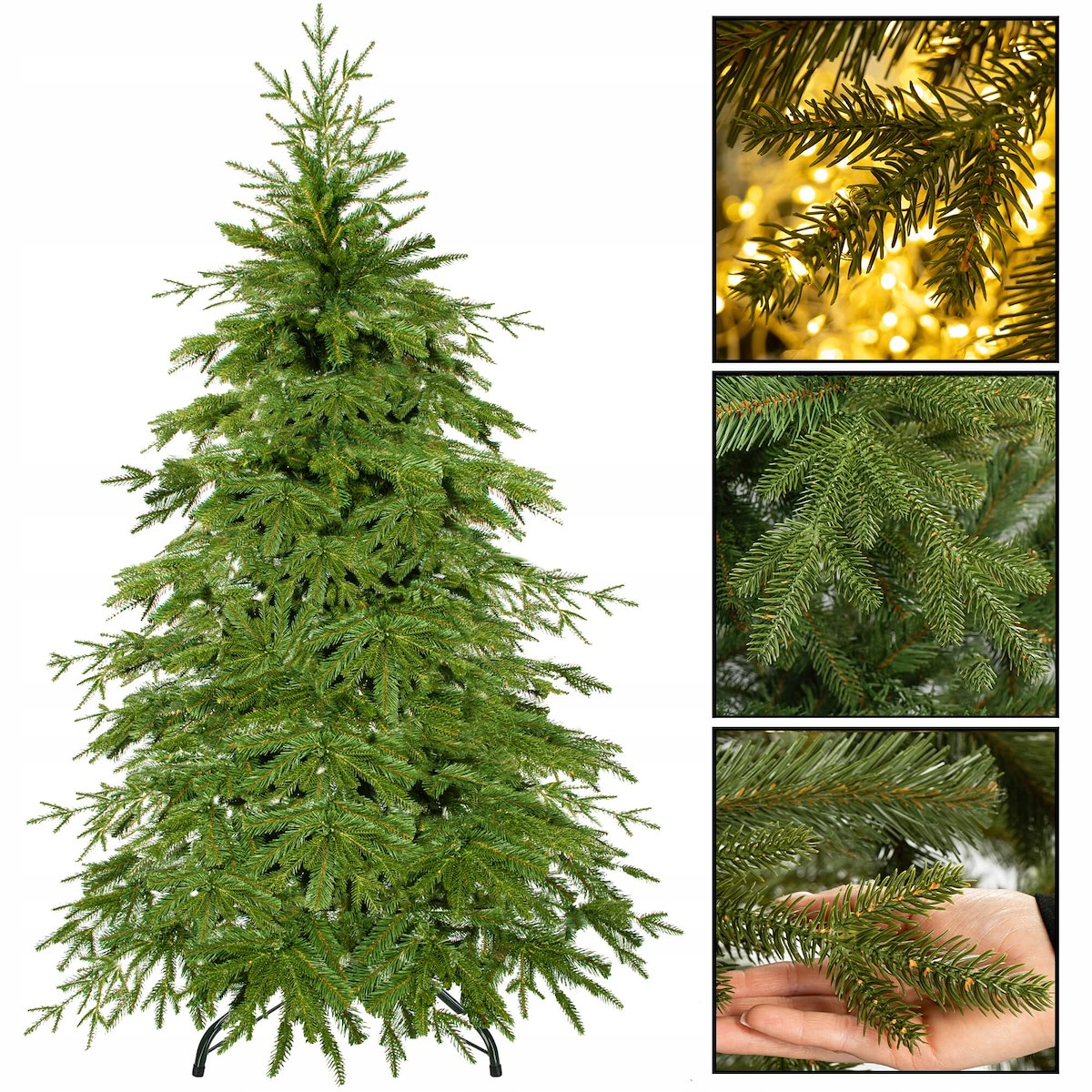 CHOINKA SZTUCZNA PE ŚWIERK NATURALNY PREMIUM 220 cm GĘSTA JAK ŻYWA PIĘKNA