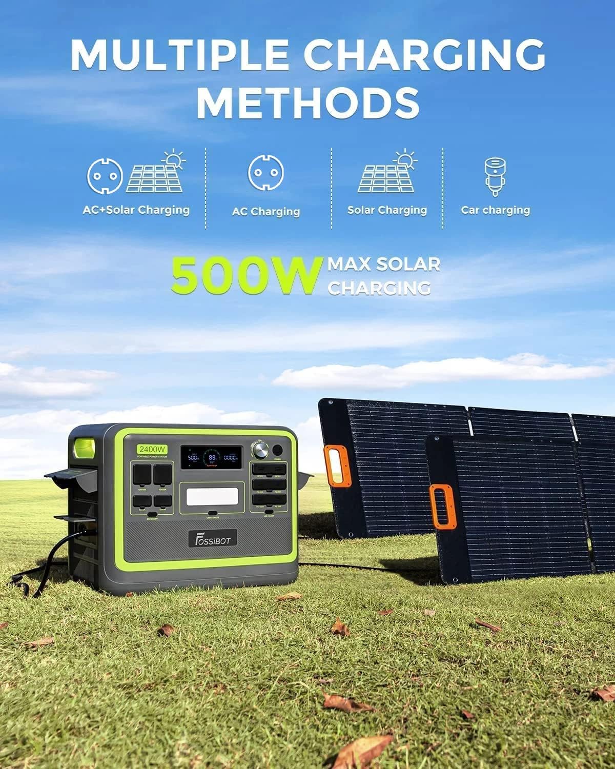 FOSSiBOT F2400 Generator solarny, 2048 Wh LiFePO4 akumulator zapasowy z wyjściami 24000 W AC (4600 W Peak)