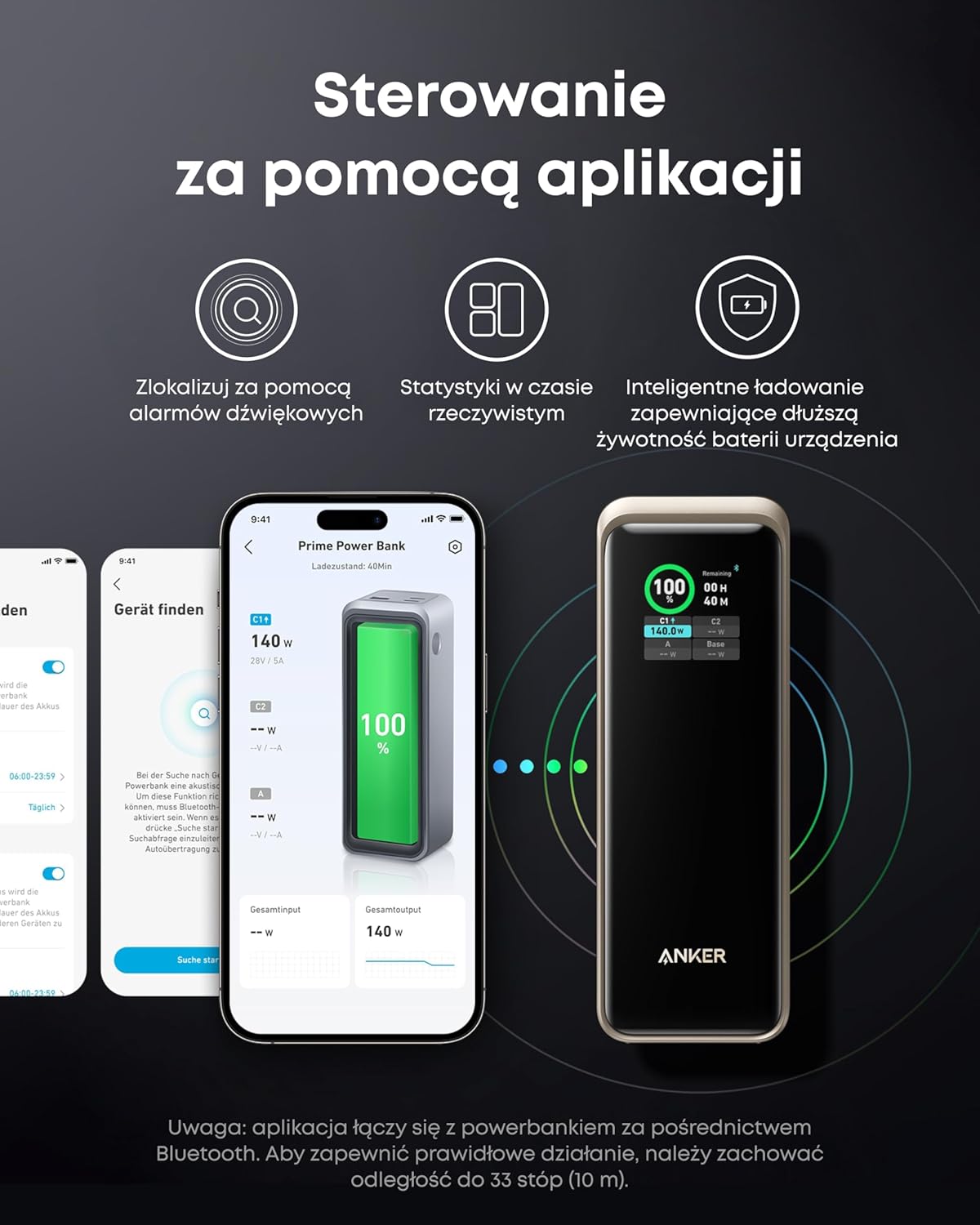 Anker Prime power bank 27650 mAh 250W w zestawie baza ładująca, szybkie ładowanie, kompaktowa przenośna ładowarka do podróży, kontrola aplikacji, kompatybilny z MacBook, iPhone, iPad i innymi