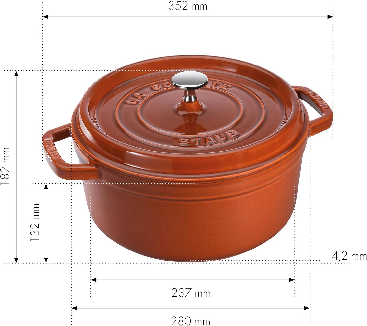 STAUB Garnek żeliwny, okrągły 28 cm, 6,7 L, Czarny