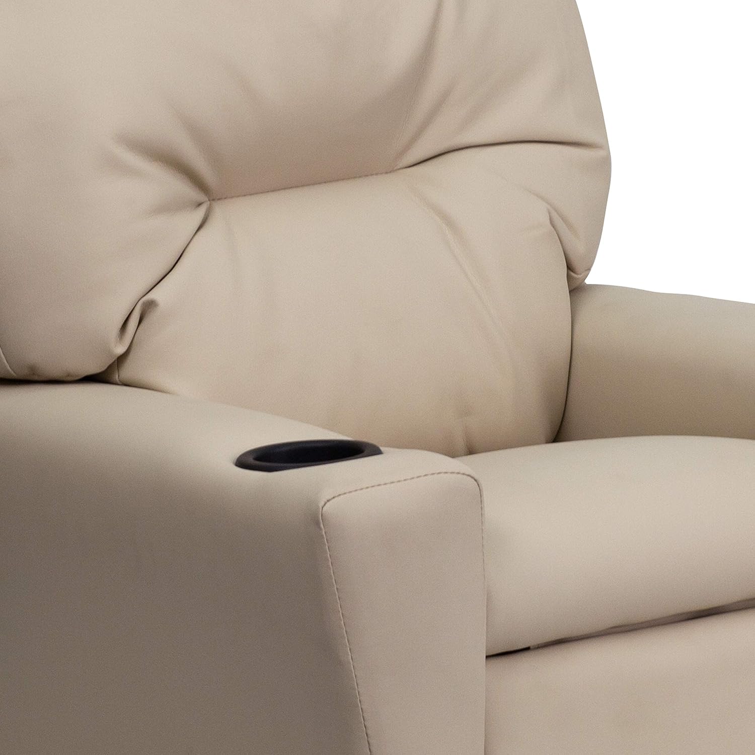 Flash Furniture Współczesny leżak dziecięcy z uchwytem na kubki, drewno, beżowy winyl, 66,04 x 53,34 x 53,34 cm