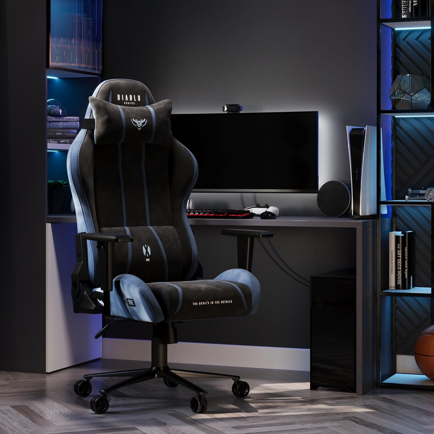 Diablo X-One 2.0 Fotel Gamingowy Krzesło Biurowe Dla Gracza Obrotowy Regulowane Podłokietniki Ekoskóra Ergonomiczny Design Funkcja Bujania Poduszka Pod Kark i Lędźwie (Candy Rose, Normal)
